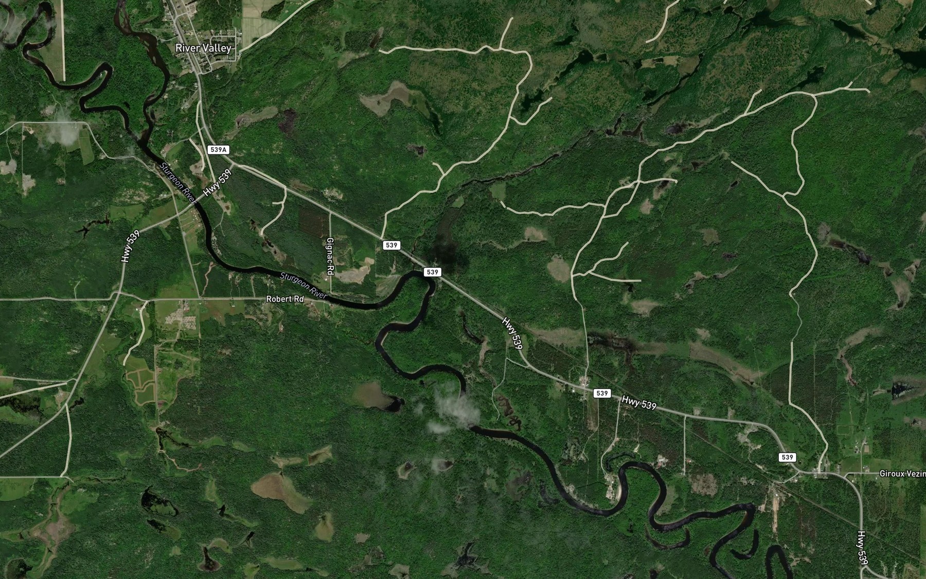 Satellite map of the McArty Creek