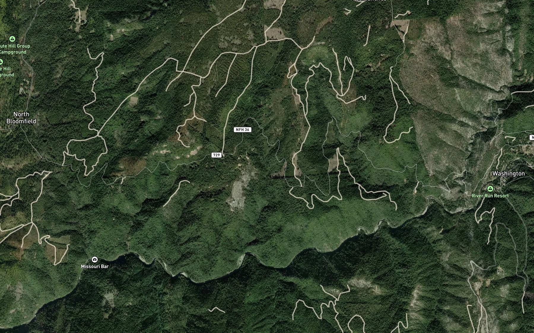 Satellite map of the Thimbleberry Creek