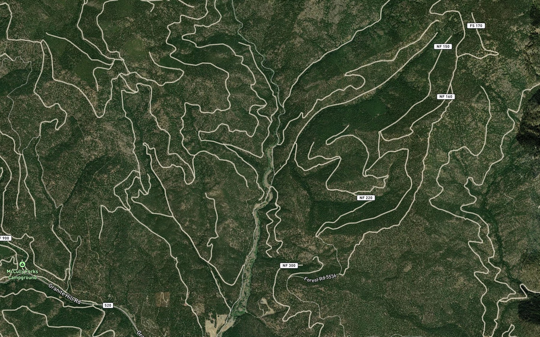 Satellite map of the Pole Creek