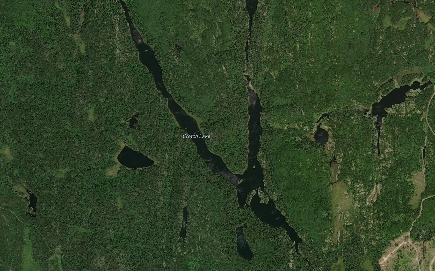 Satellite map of the Crotch Lake