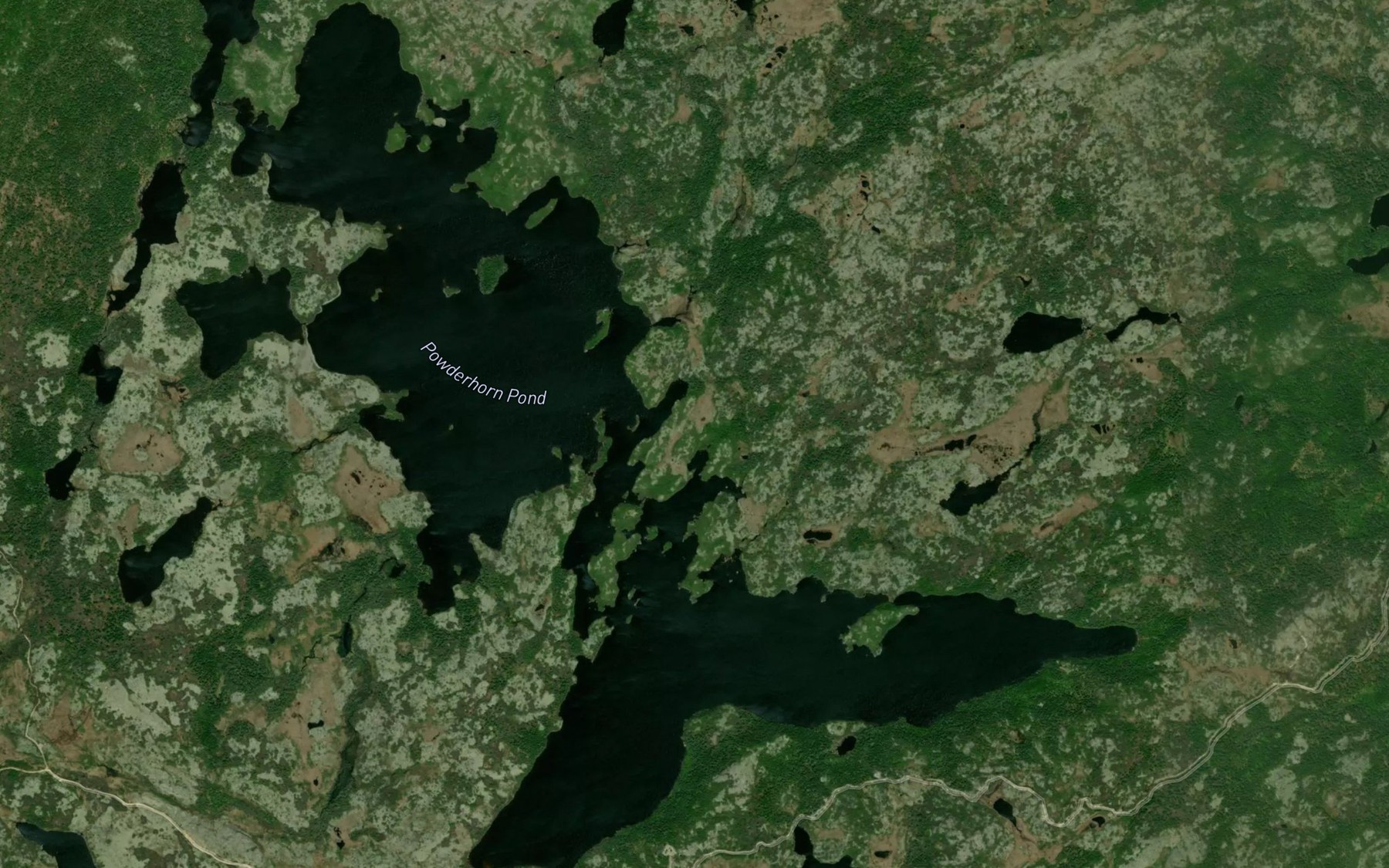 Satellite map of the Powderhorn Pond