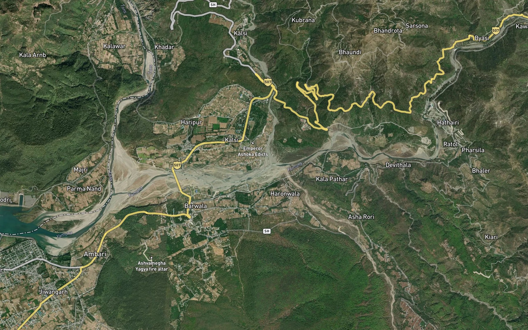 Satellite map of the Amlawa Nadi