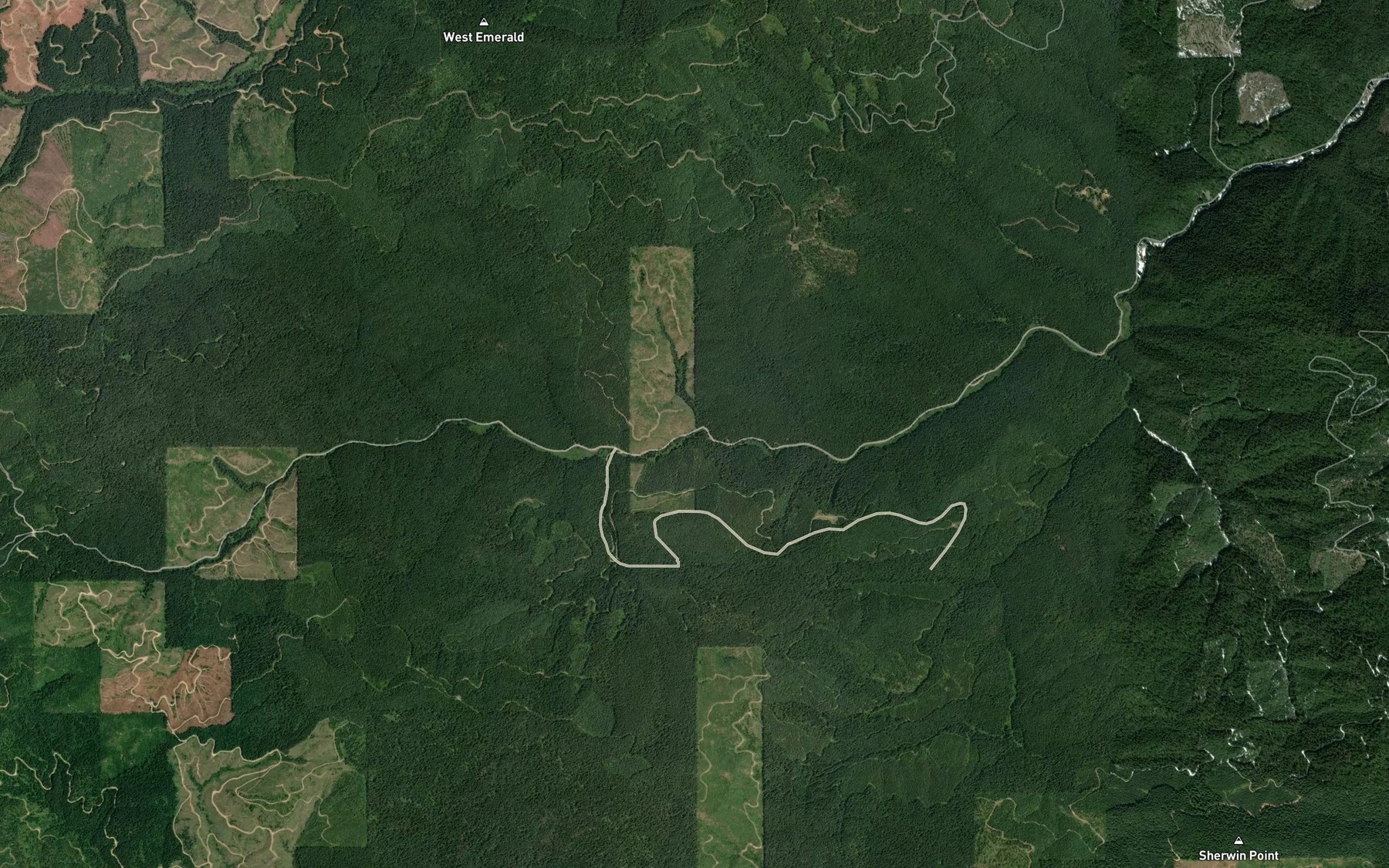 Satellite map of the Flat Creek
