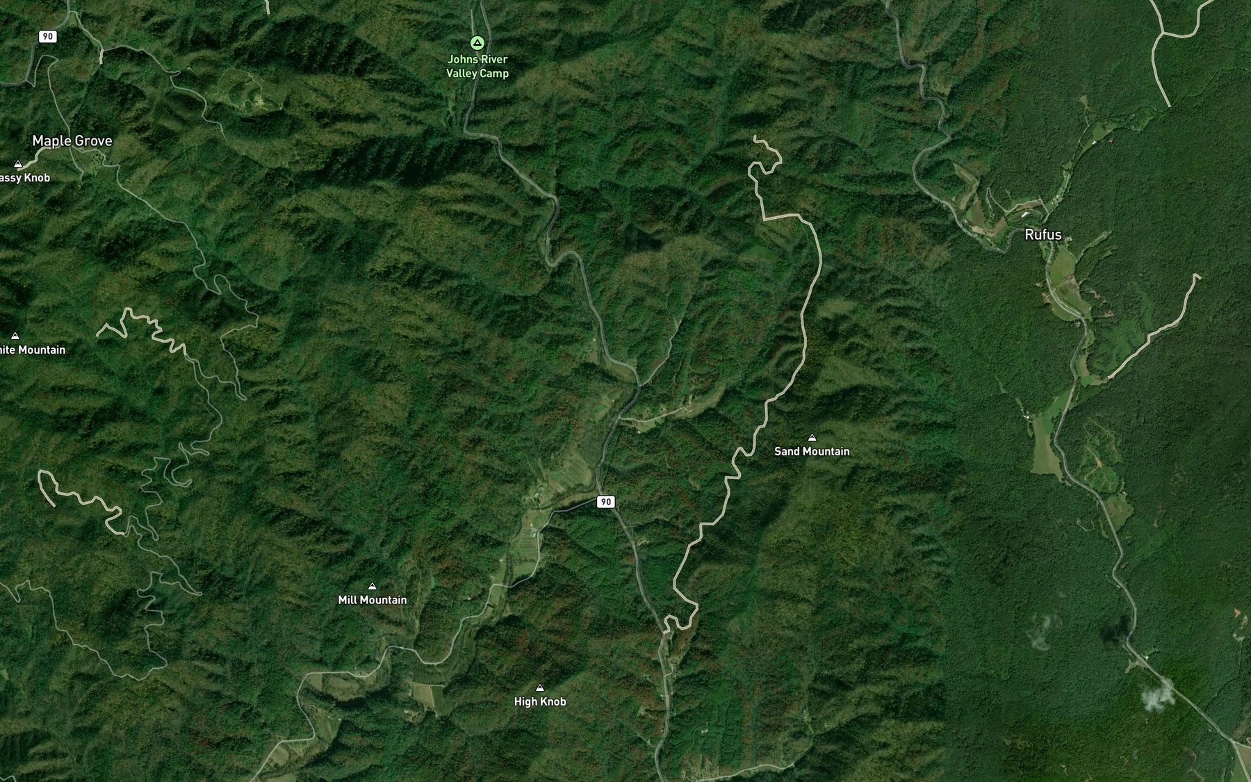 Satellite map of the Lick Branch