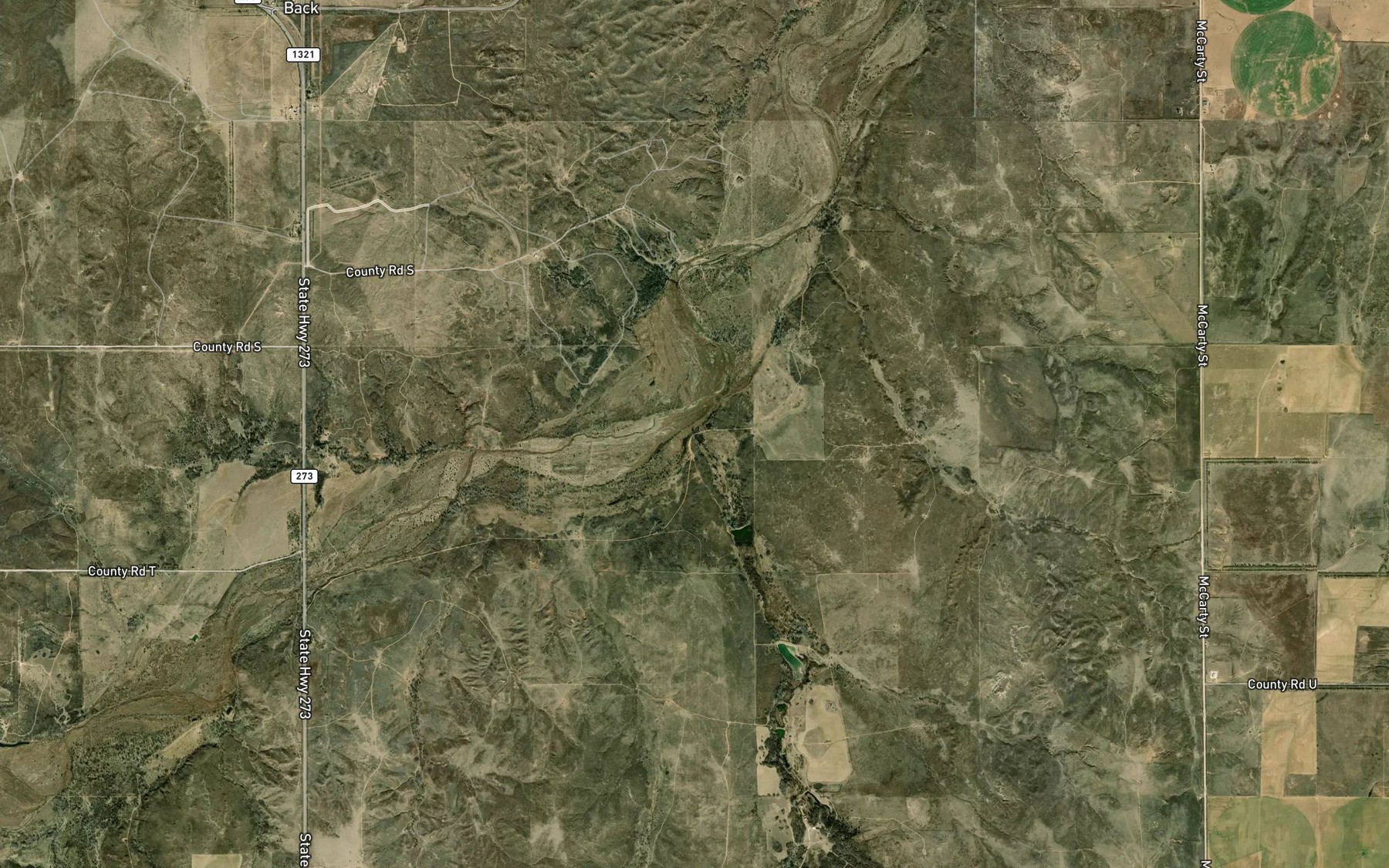 Satellite map of the Hackberry Creek