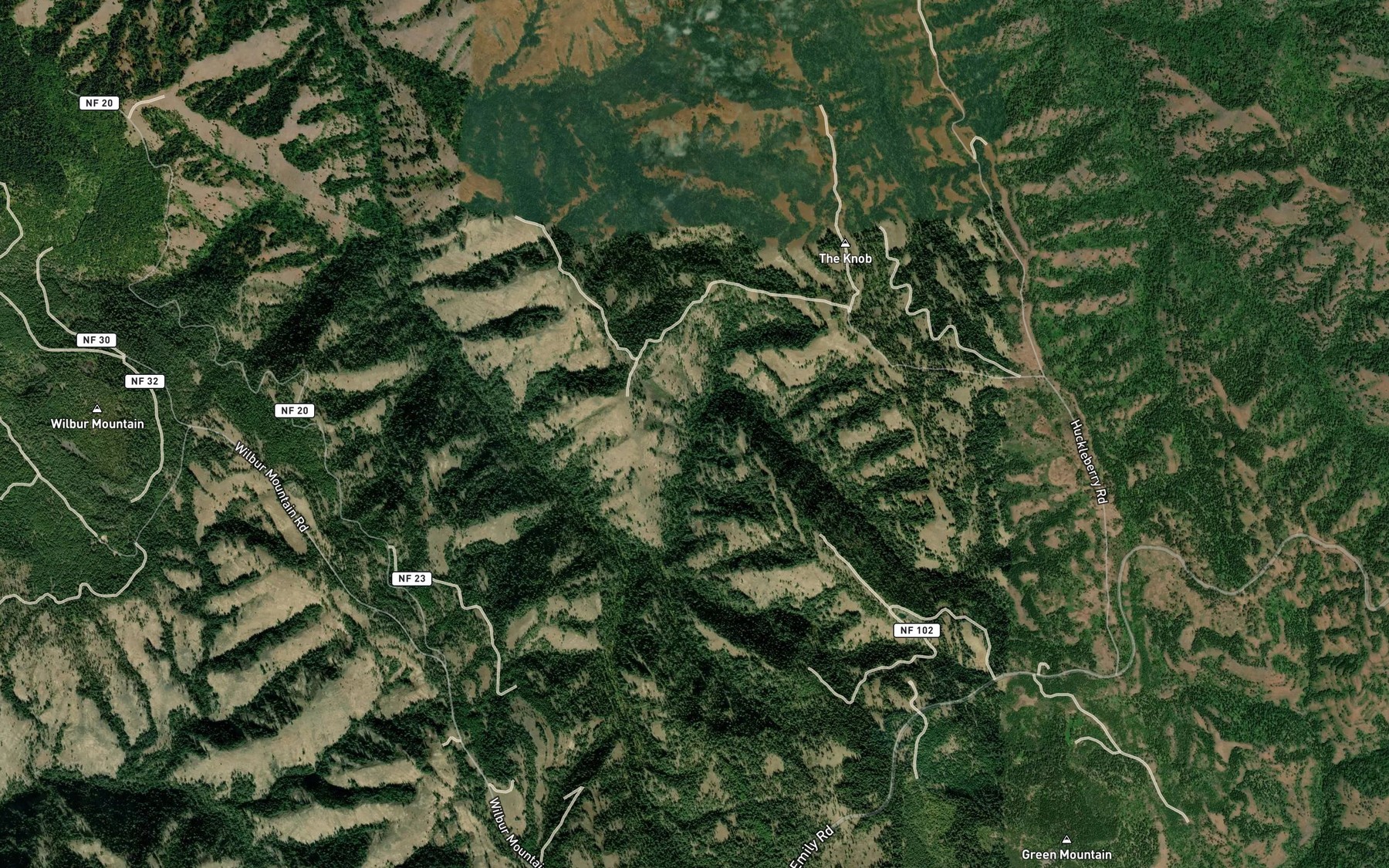 Satellite map of the Knob Creek