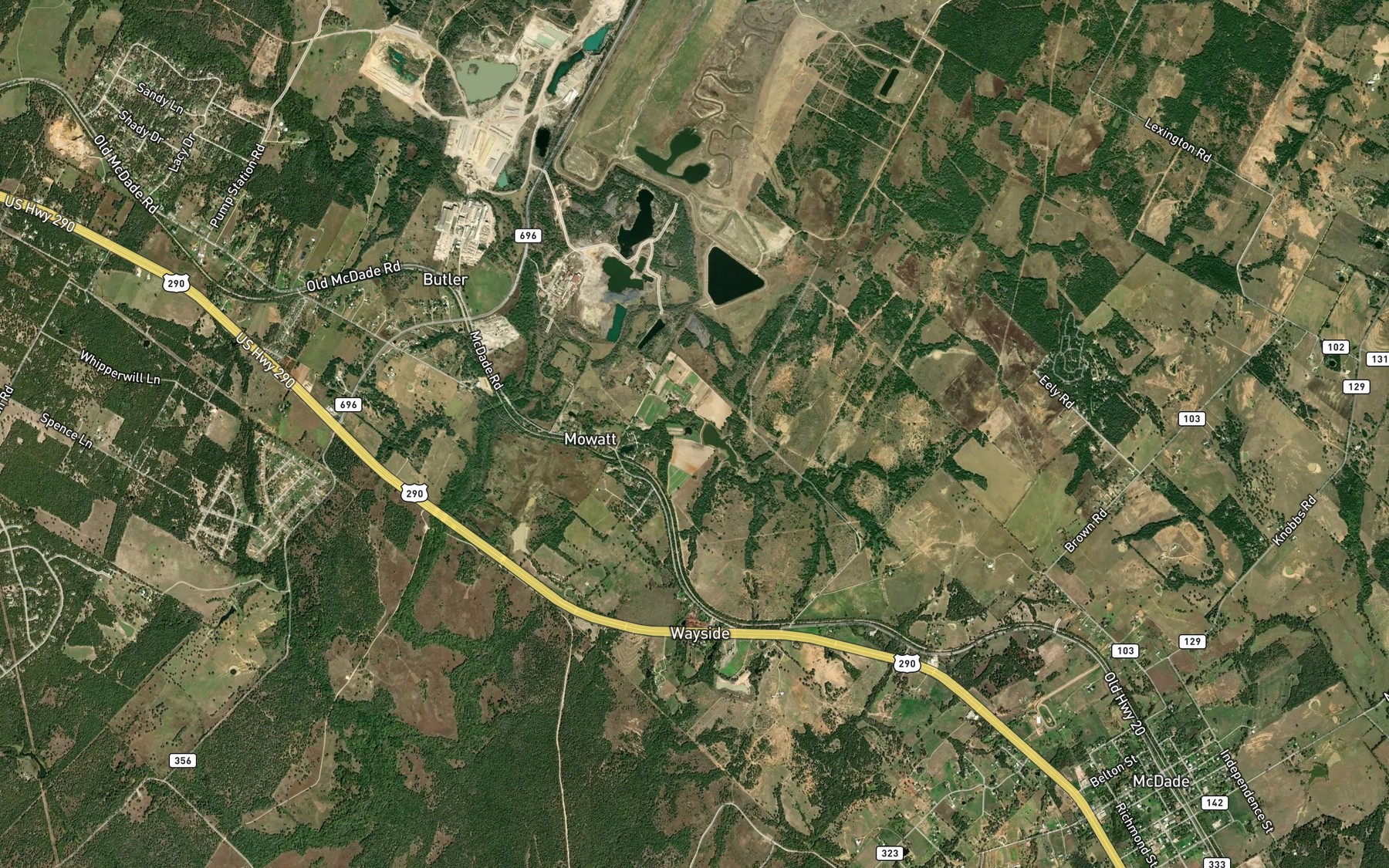 Satellite map of the Smith Lake