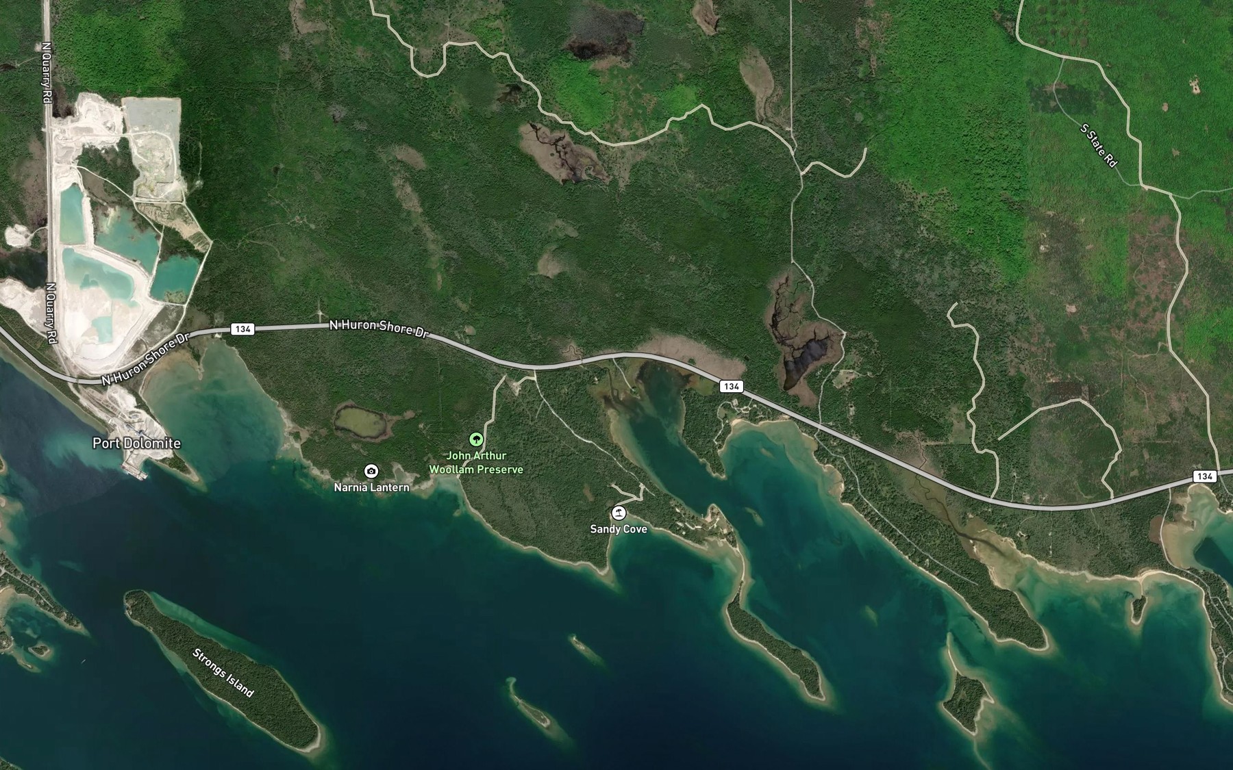 Satellite map of the Prentiss Creek