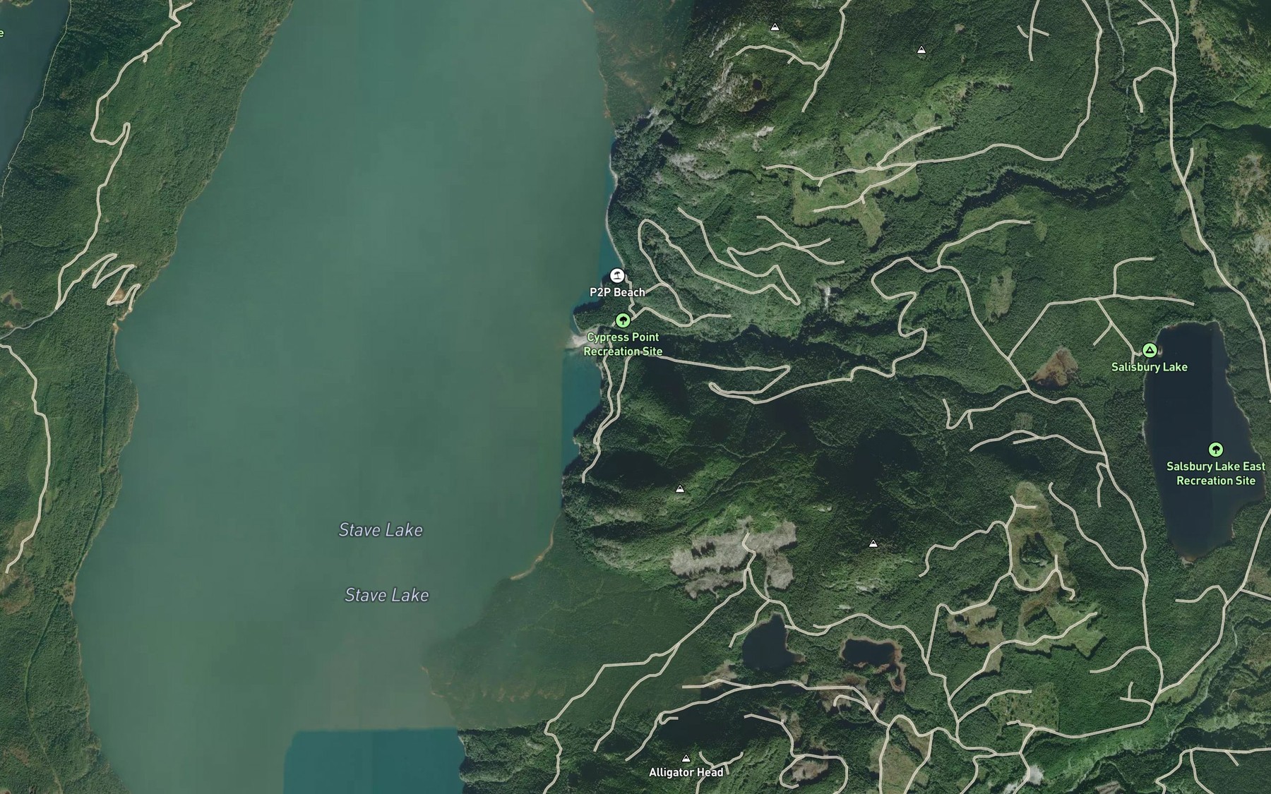Satellite map of the Salsbury Creek