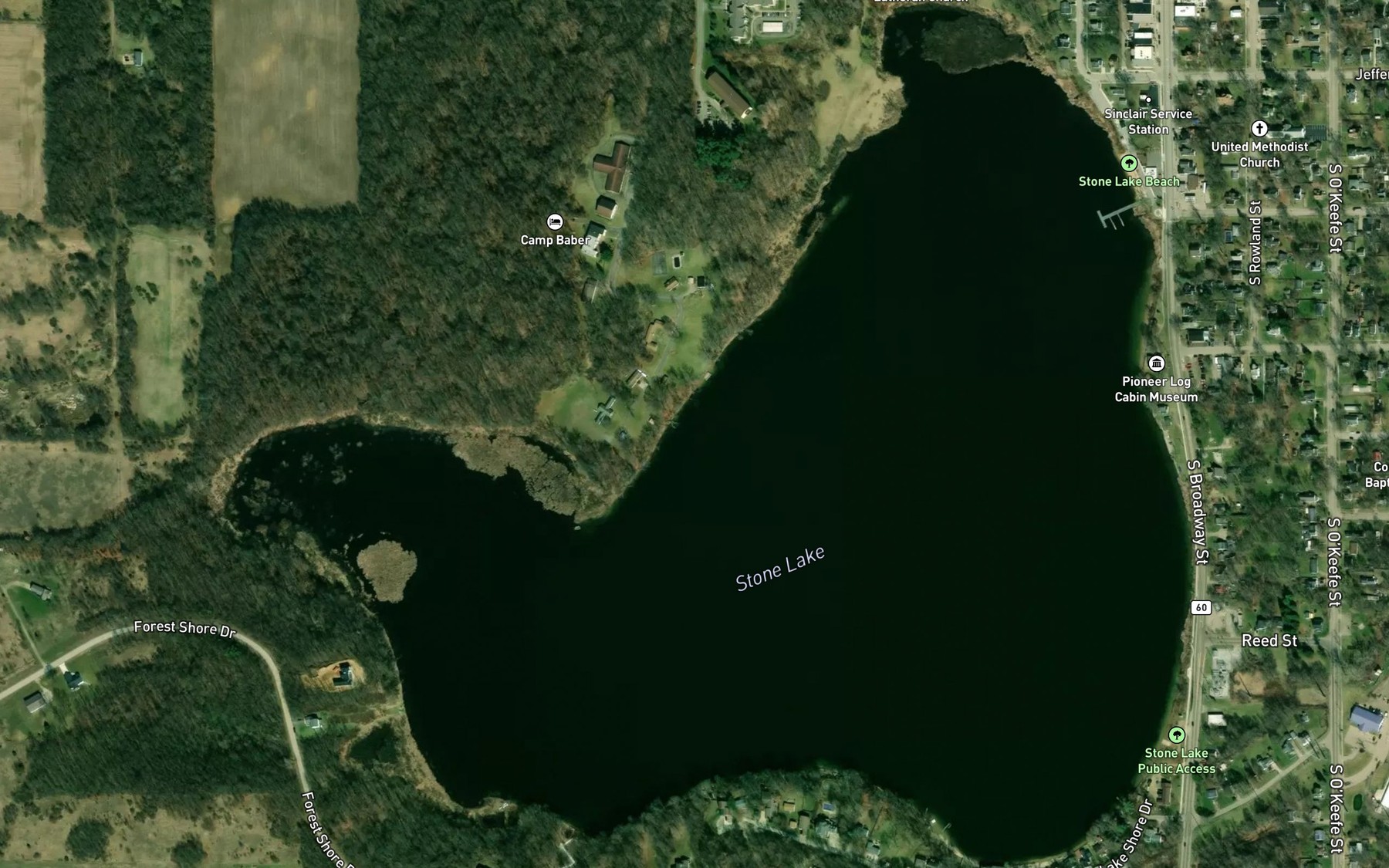 Satellite map of the Stone Lake