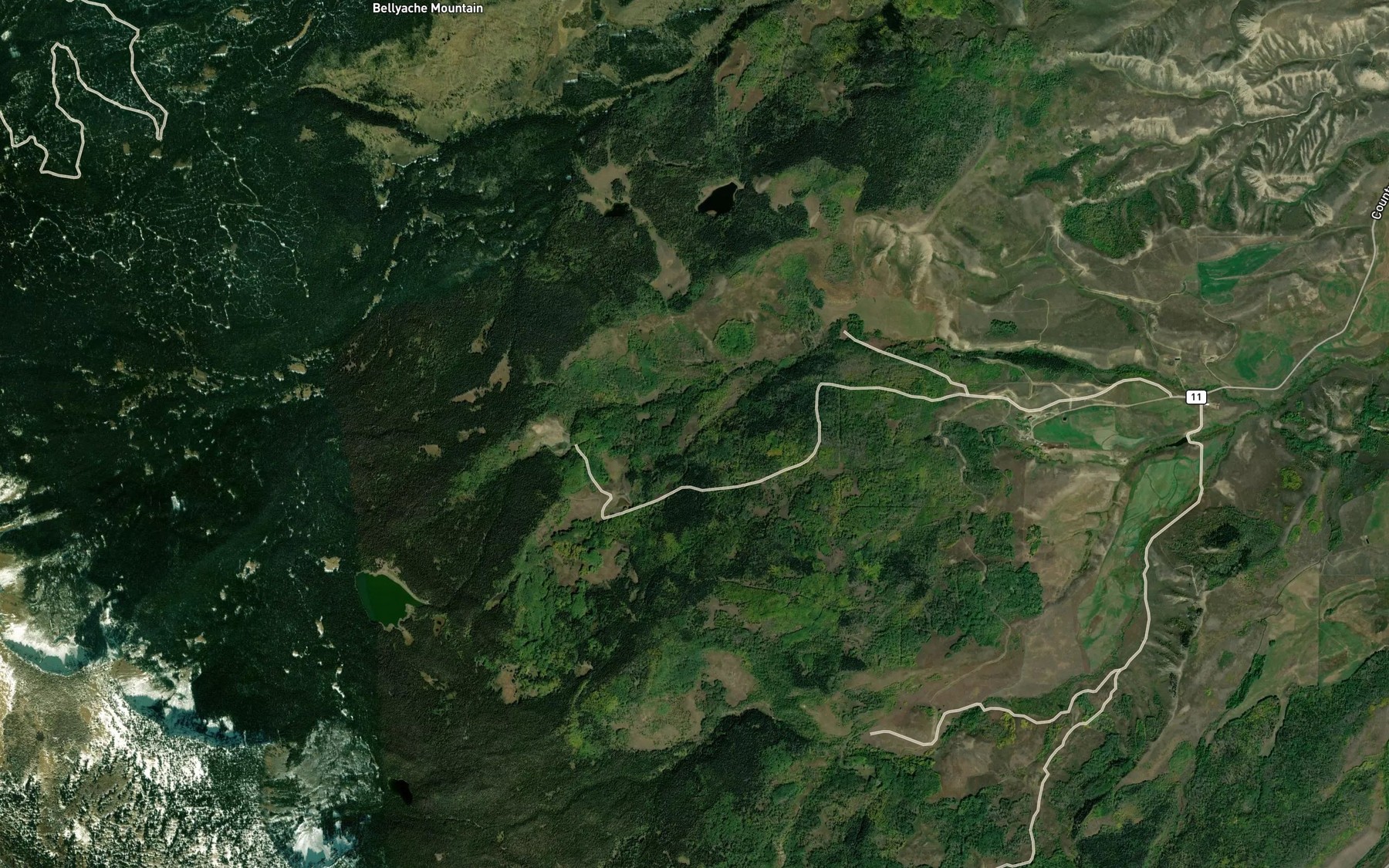 Satellite map of the McChivvis Reservoir