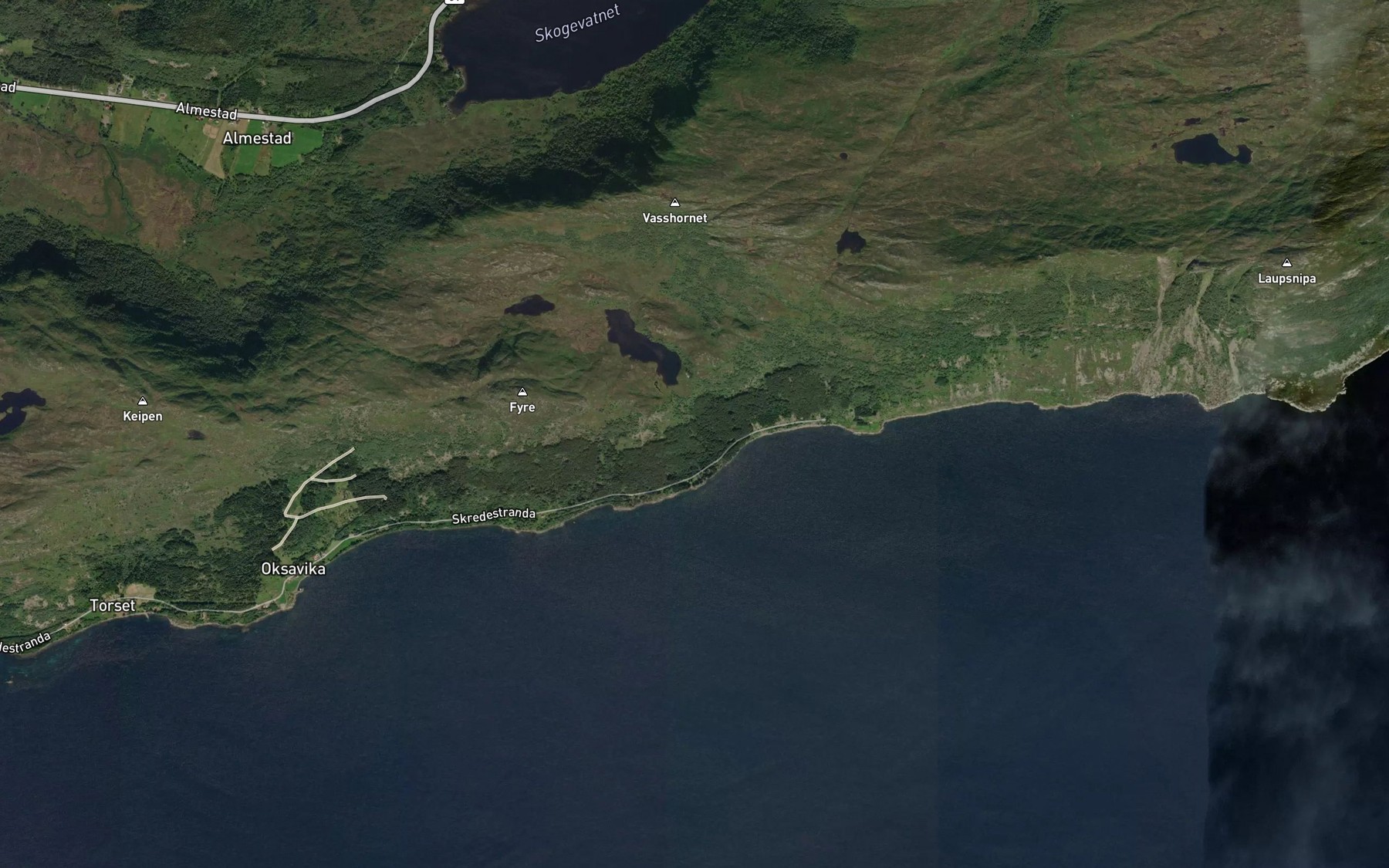 Satellite map of the Slokeelva