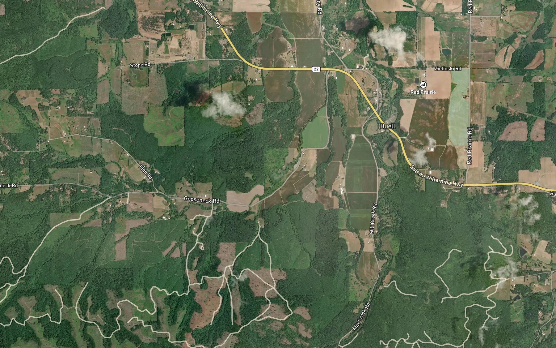 Satellite map of the Meadow Creek