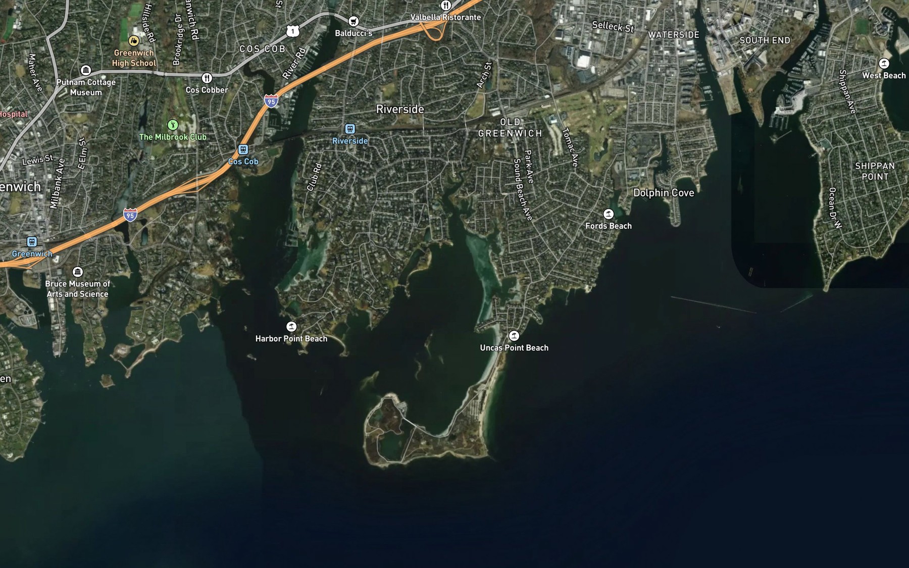 Satellite map of the Greenwich Cove