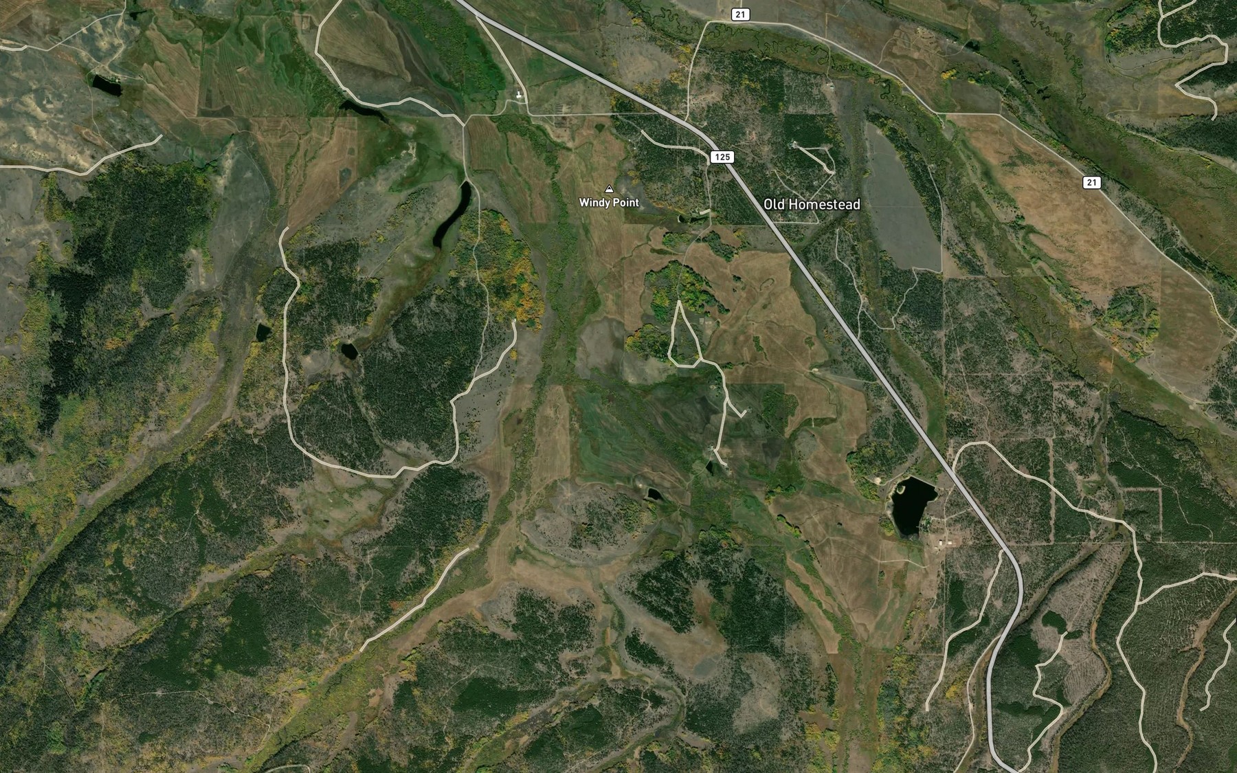 Satellite map of the Big Willow Ditch