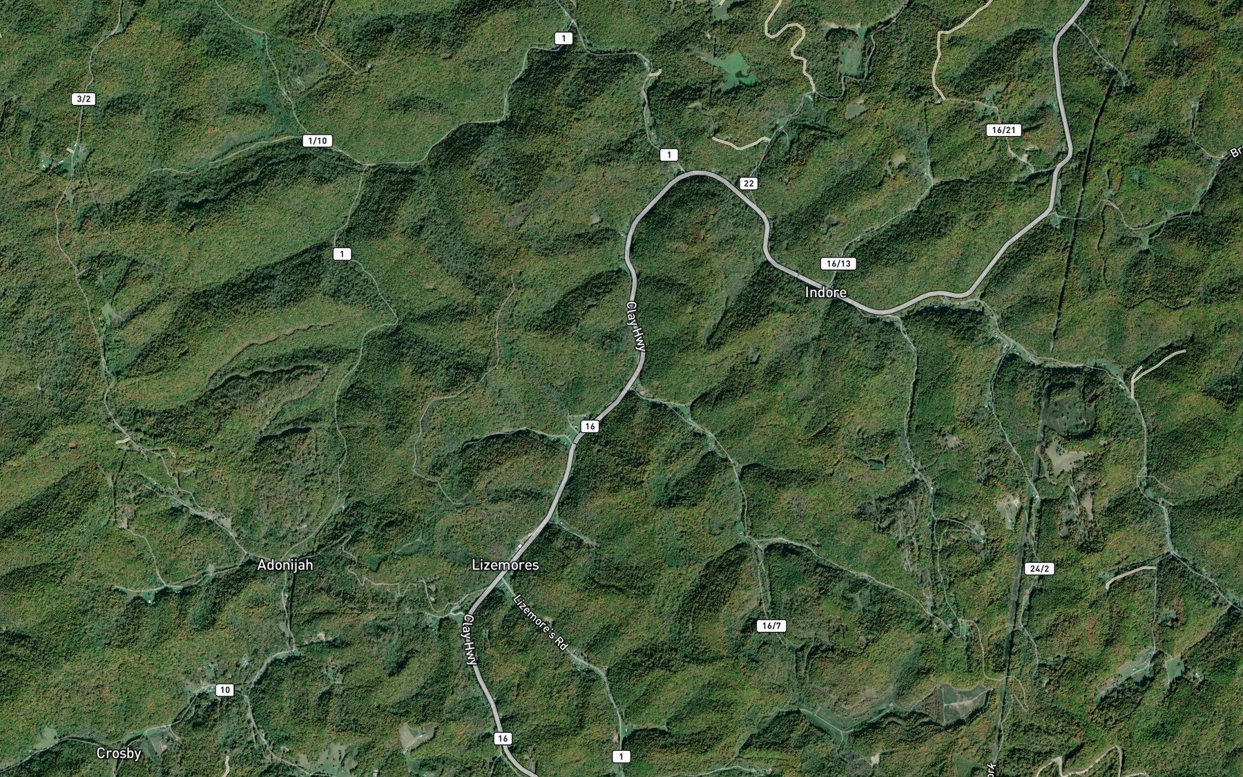 Satellite map of the Grassy Fork