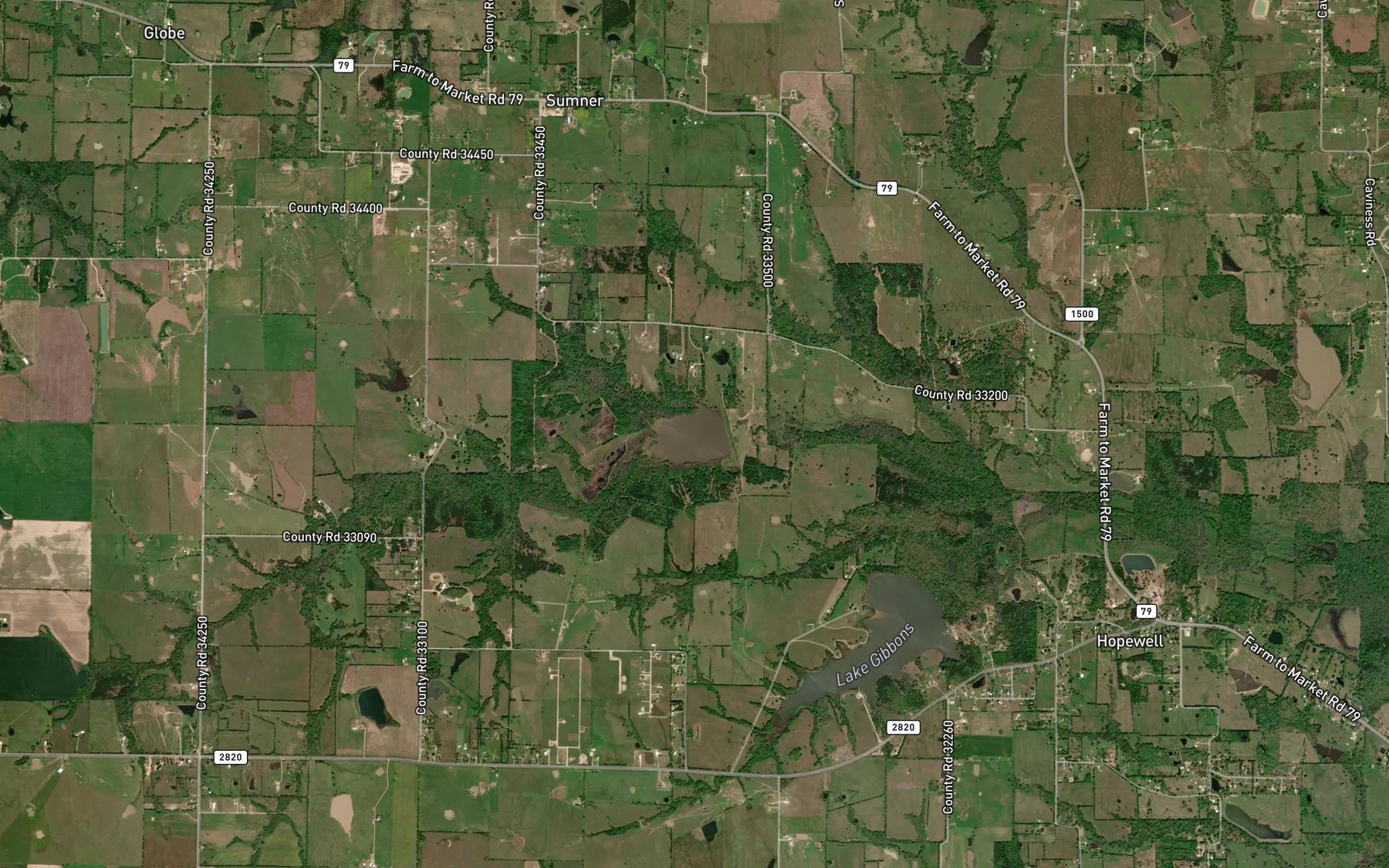Satellite map of the Soil Conservation Service Site 3 Reservoir