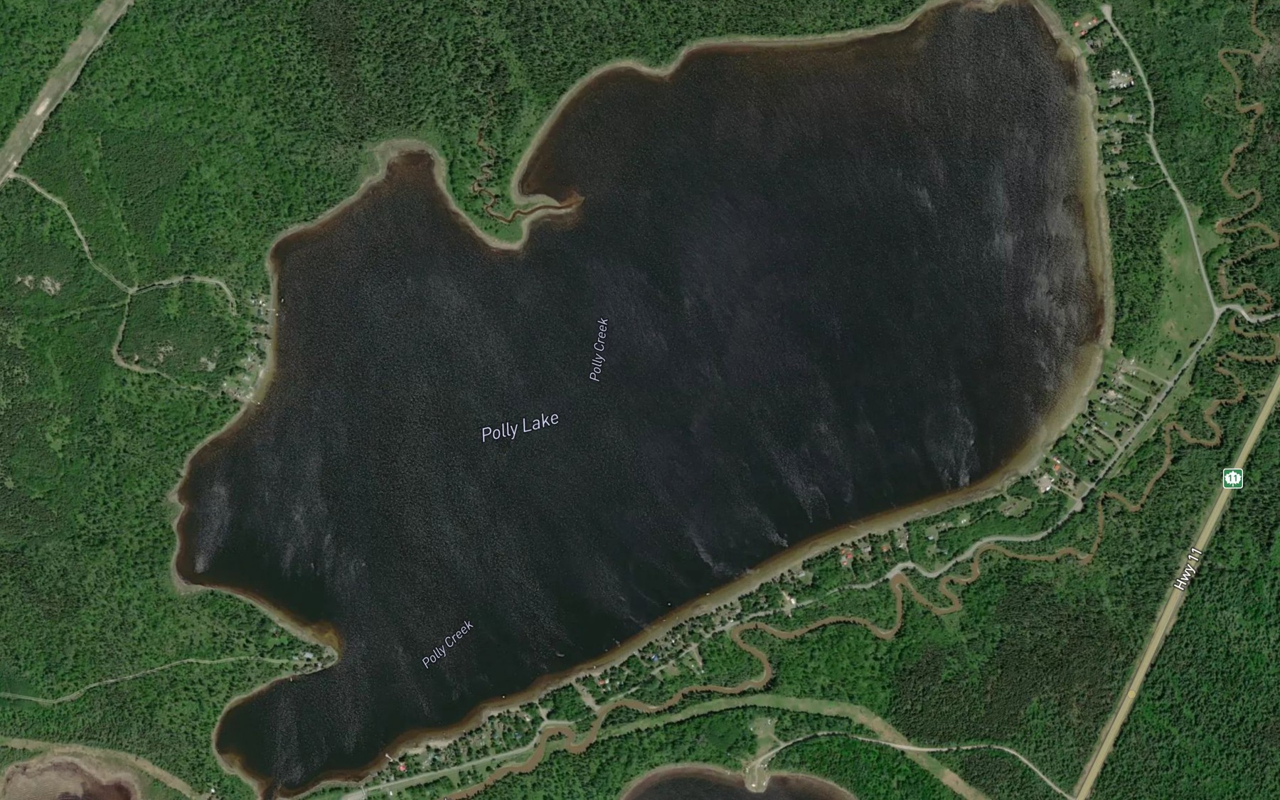 Satellite map of the Polly Lake