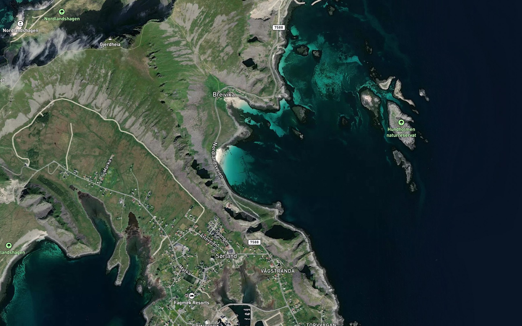Satellite map of the Breivikbukta