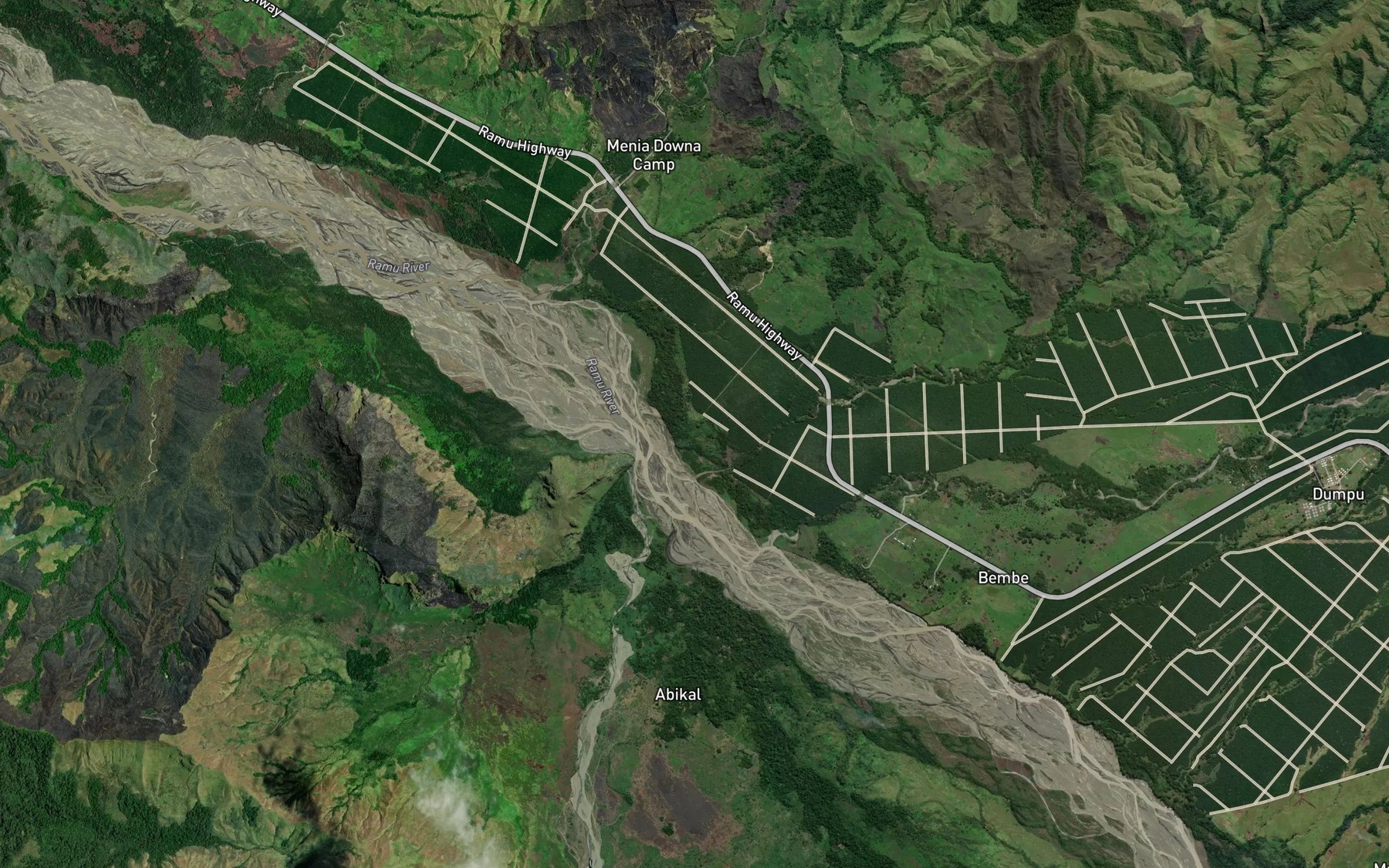 Satellite map of the Mosia River