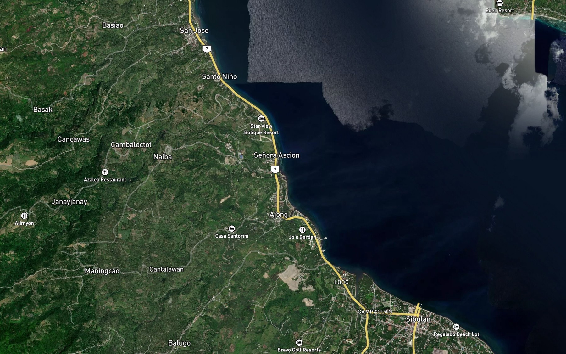 Satellite map of the Calo River