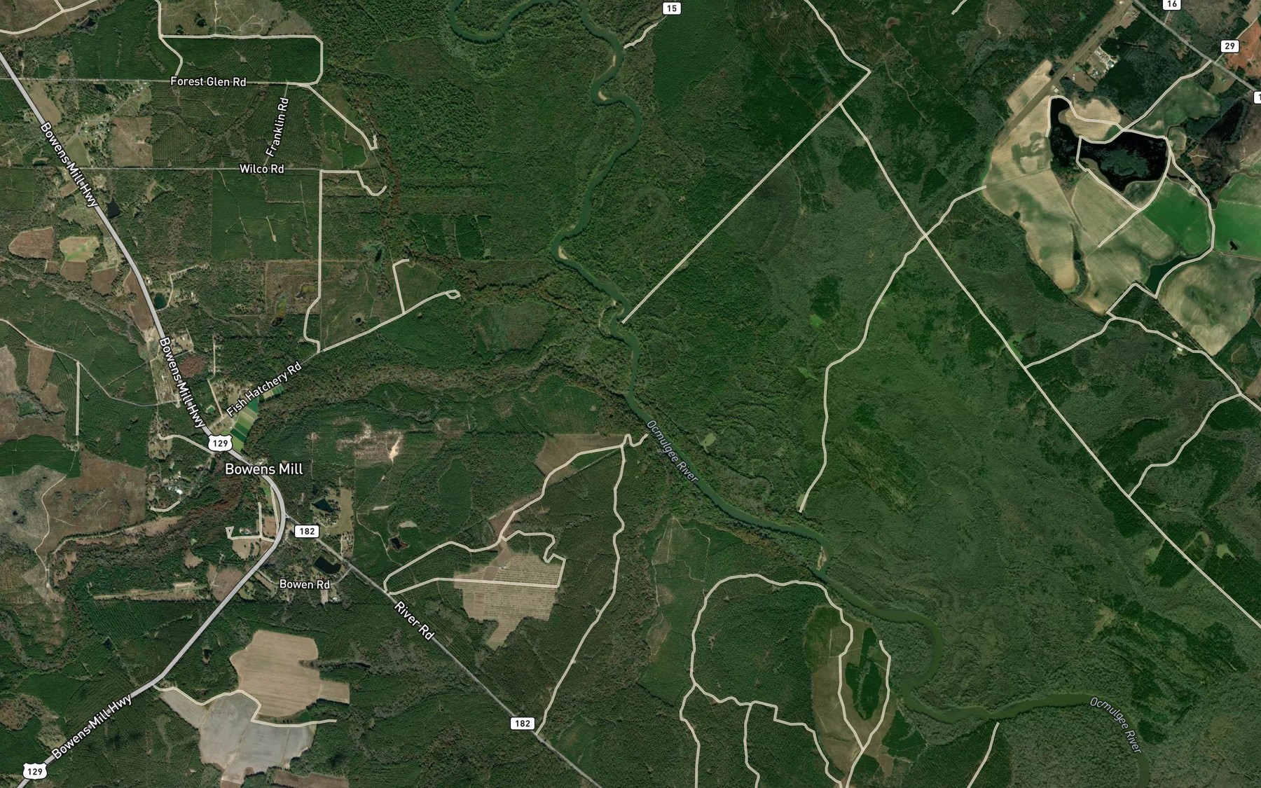 Satellite map of the House Creek