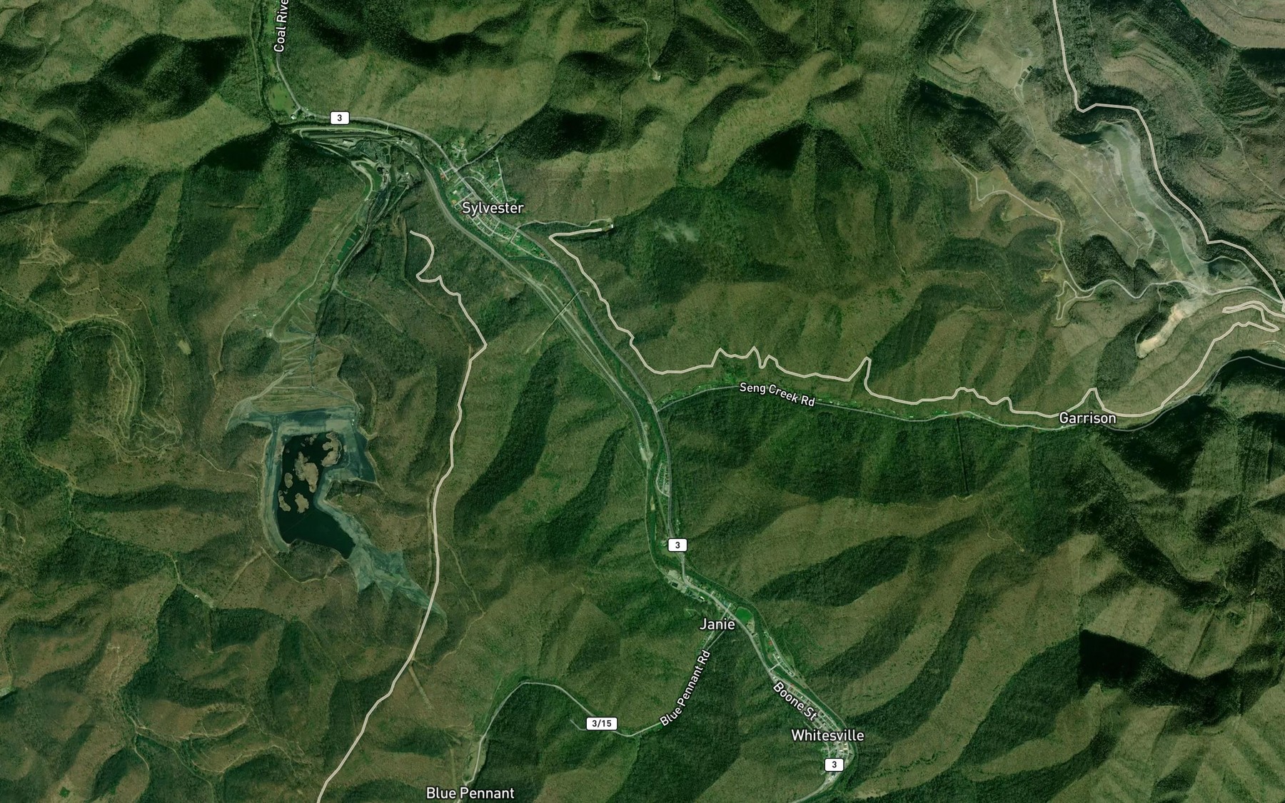 Satellite map of the Seng Creek