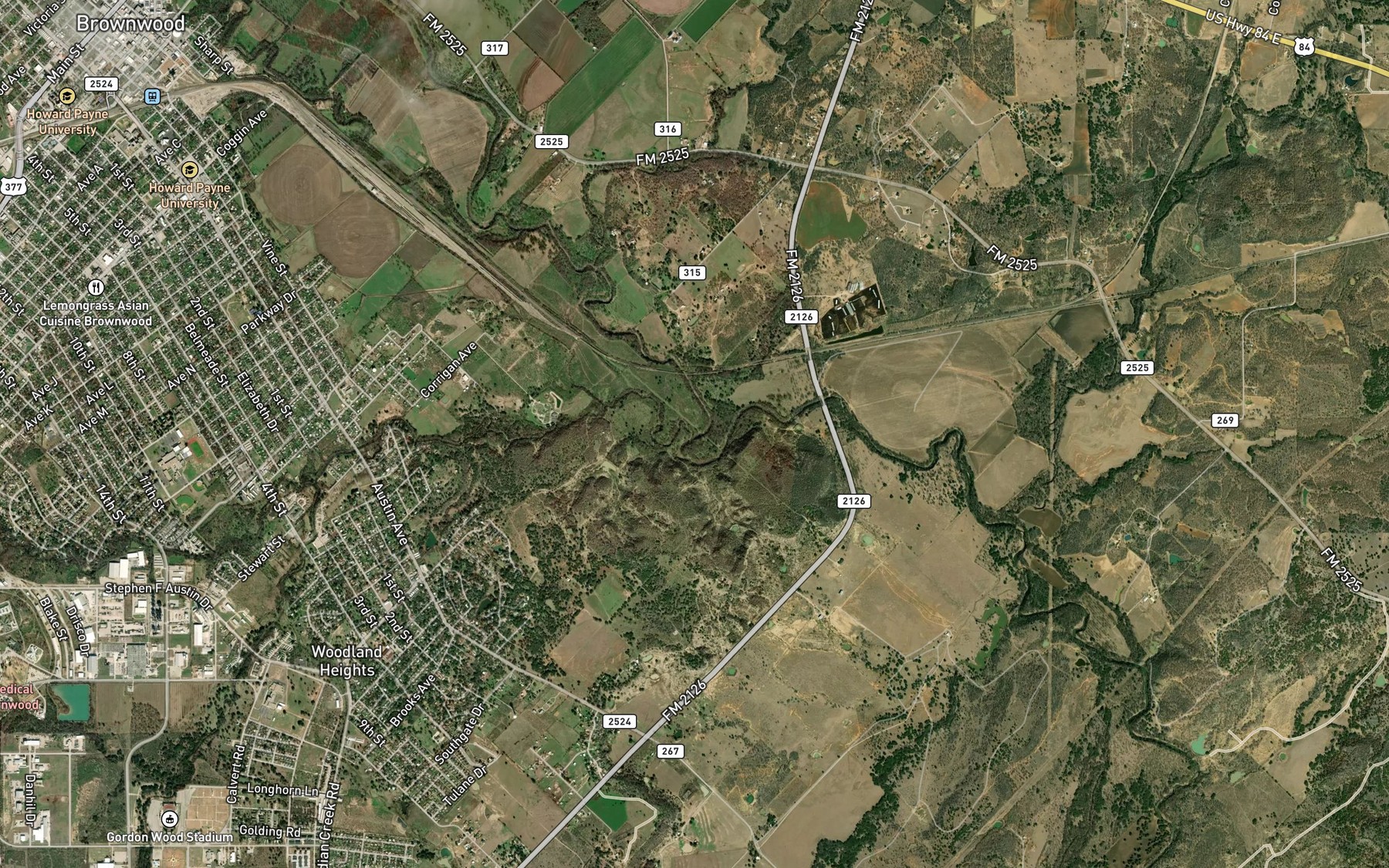 Satellite map of the Willis Creek