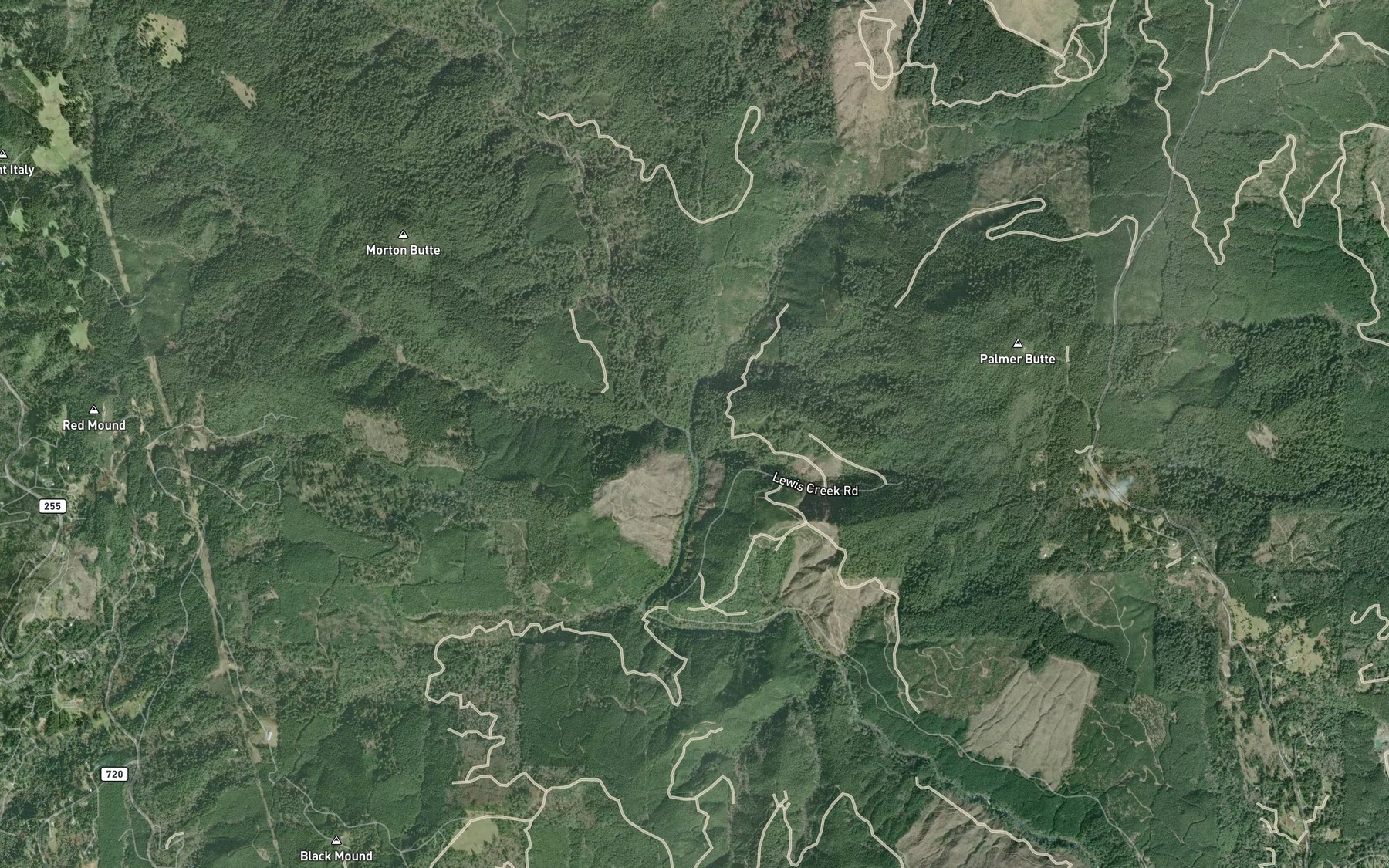 Satellite map of the Bravo Creek