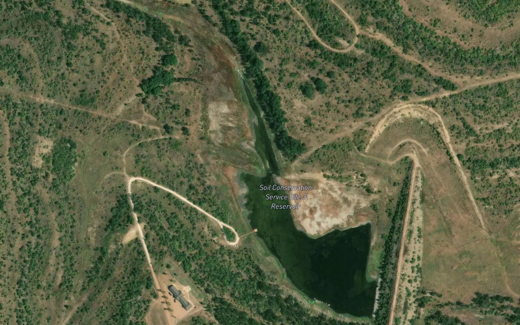 Satellite map of the Soil Conservation Service Site 3 Reservoir
