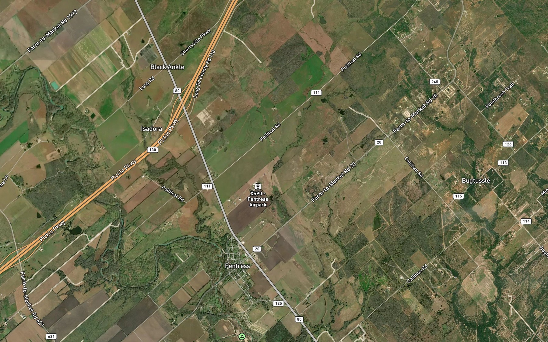 Satellite map of the Crooked Branch