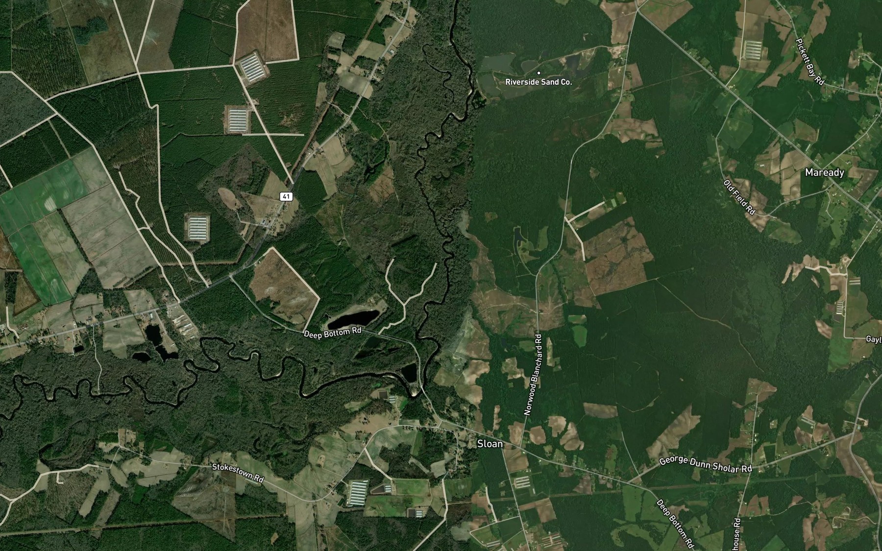 Satellite map of the Cypress Creek