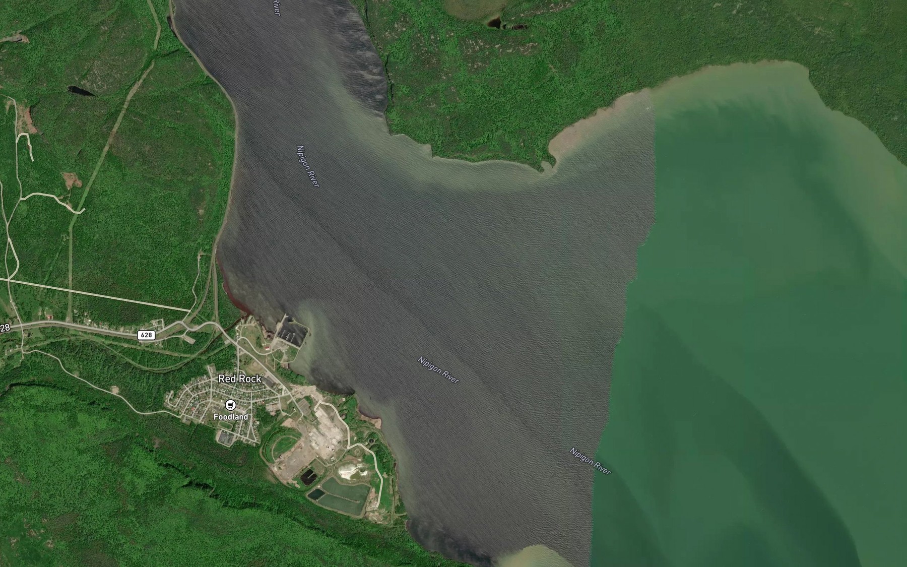 Satellite map of the Riviere Nipigon
