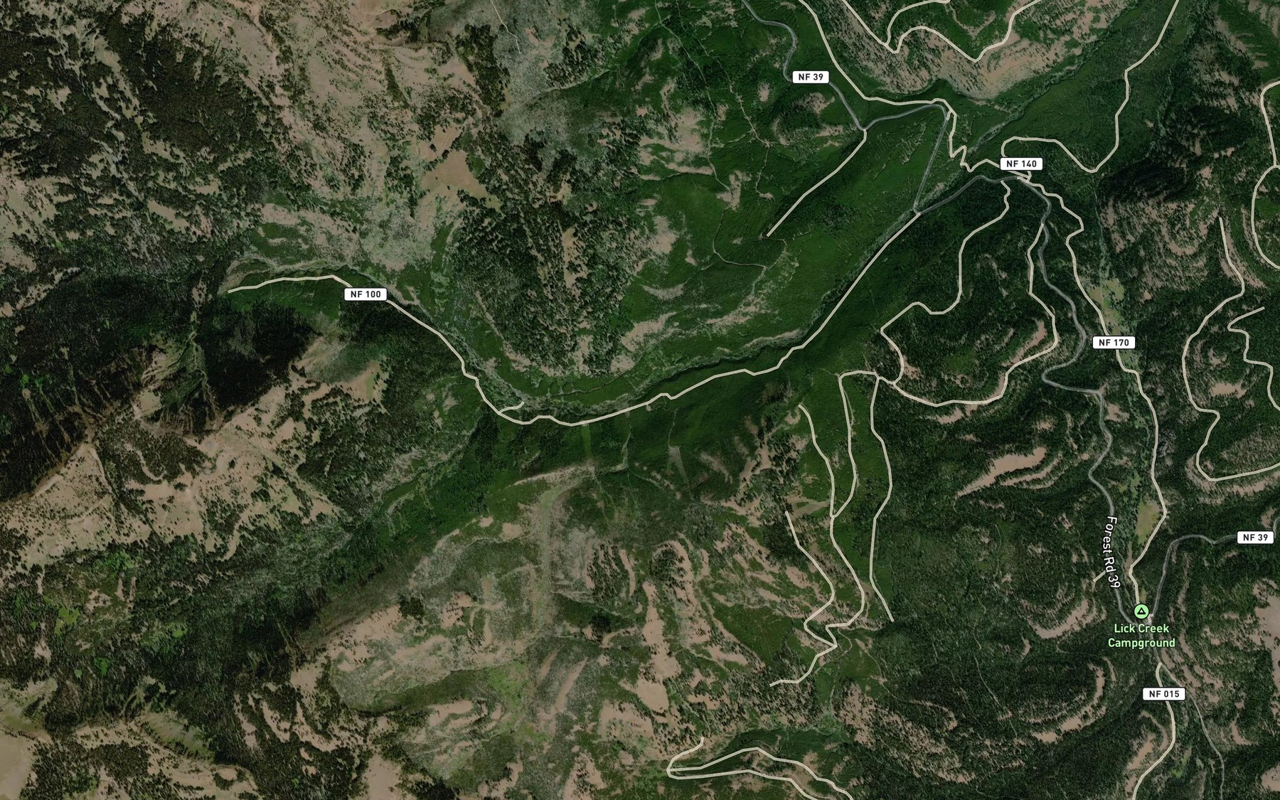 Satellite map of the Johnson Creek