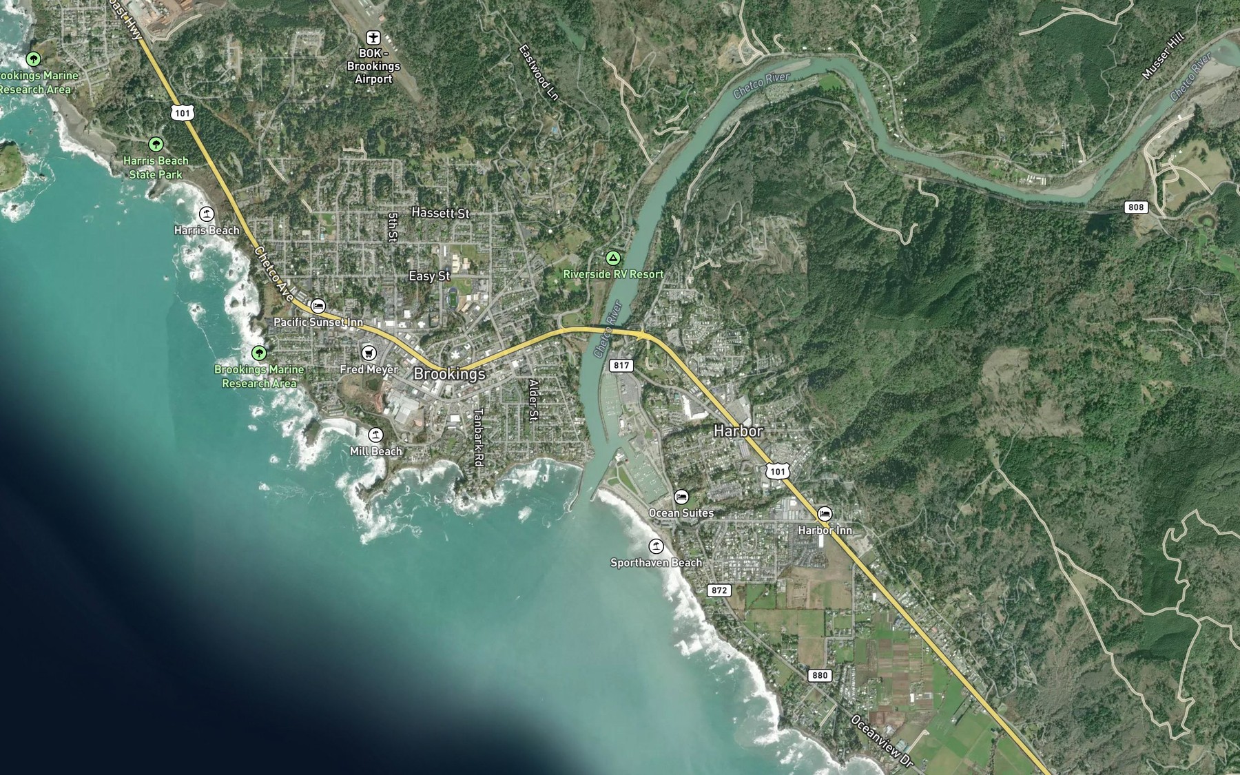 Satellite map of the Foster Creek