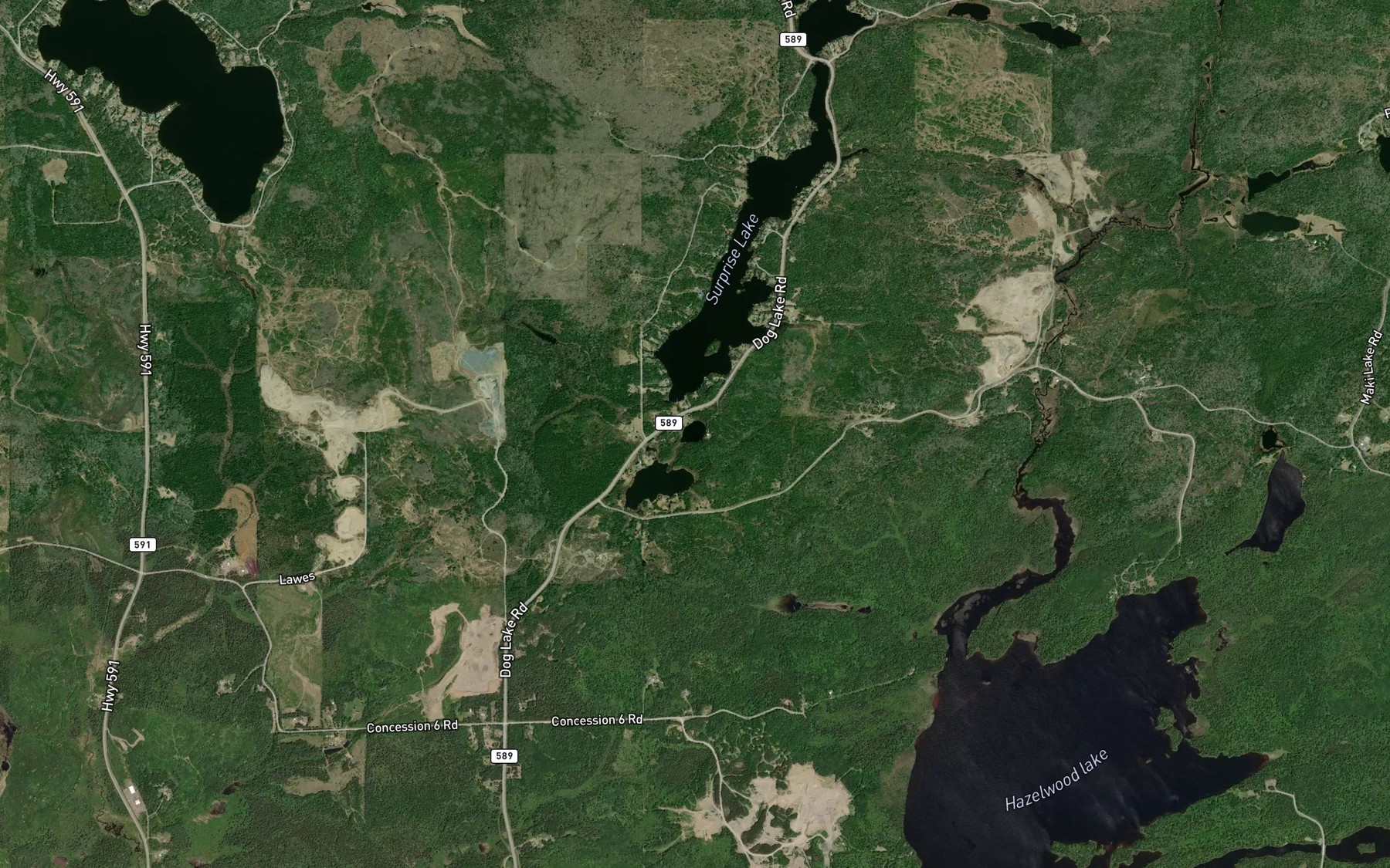 Satellite map of the Egg Lake