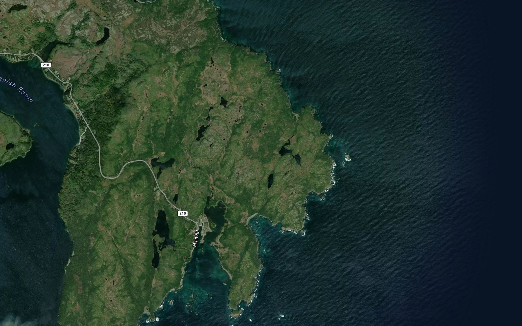 Satellite map of the Deadman Cove