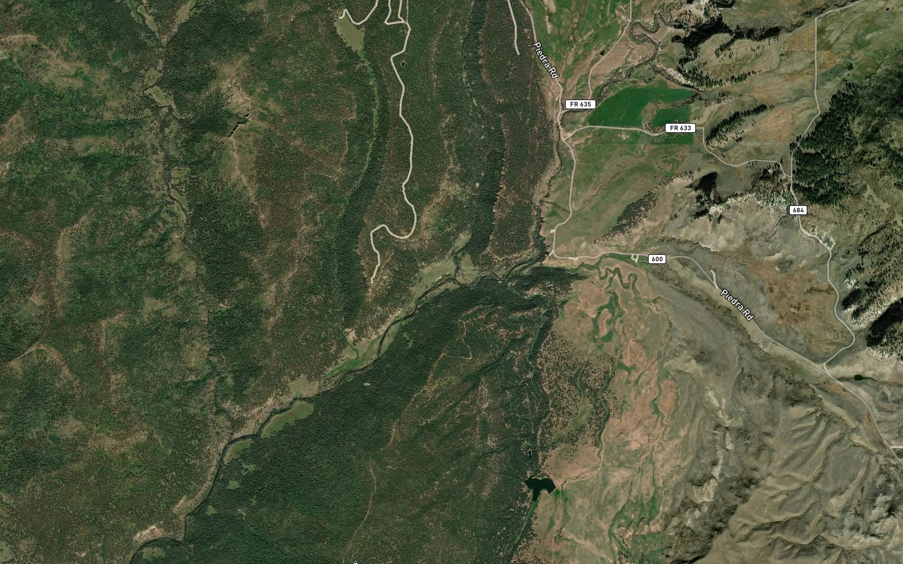 Satellite map of the Williams Creek