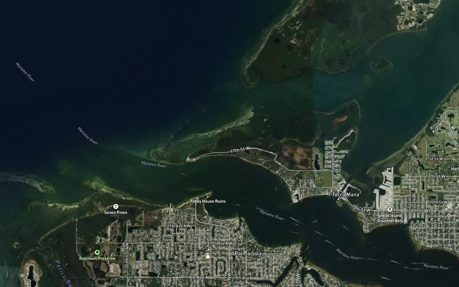 Satellite map of the Emerson Bayou
