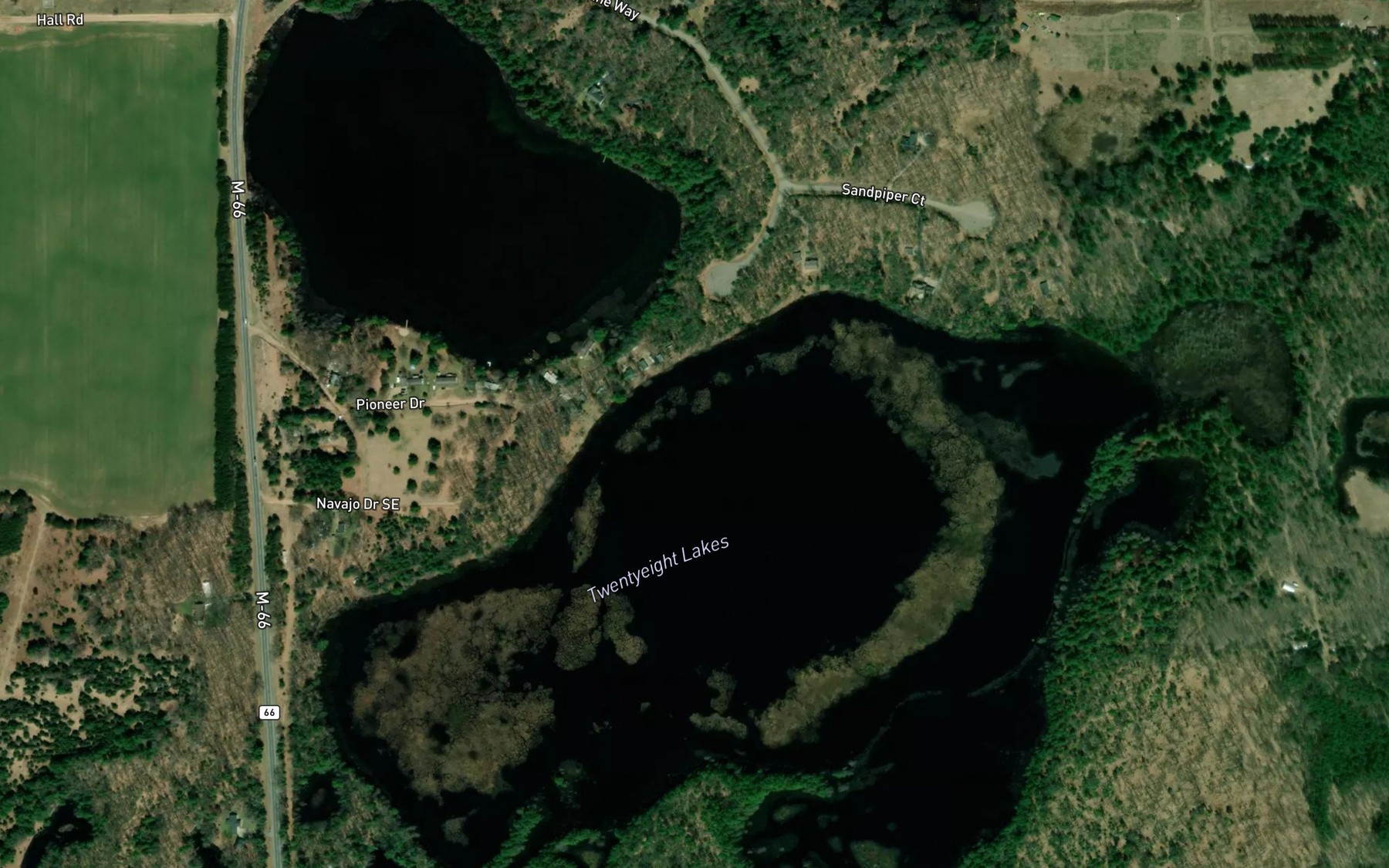 Satellite map of the Twentyeight Lakes