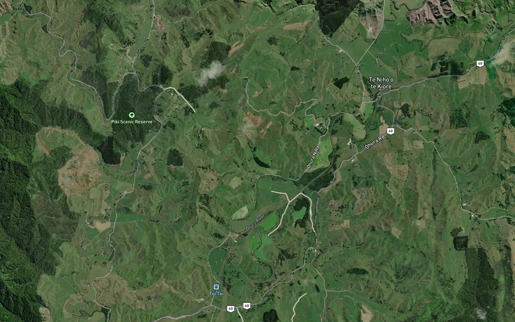 Satellite map of the Ohura River