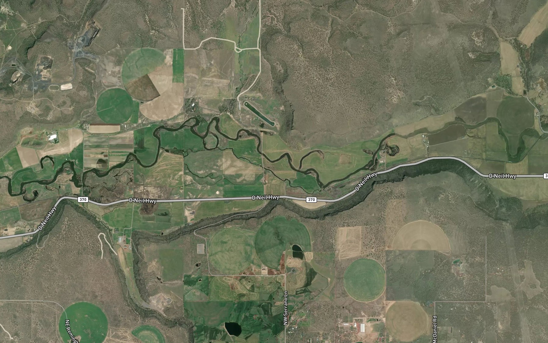 Satellite map of the McAllister Slough