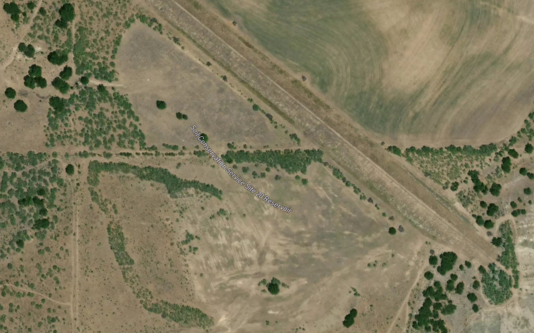 Satellite map of the Soil Conservation Service Site 20 Reservoir
