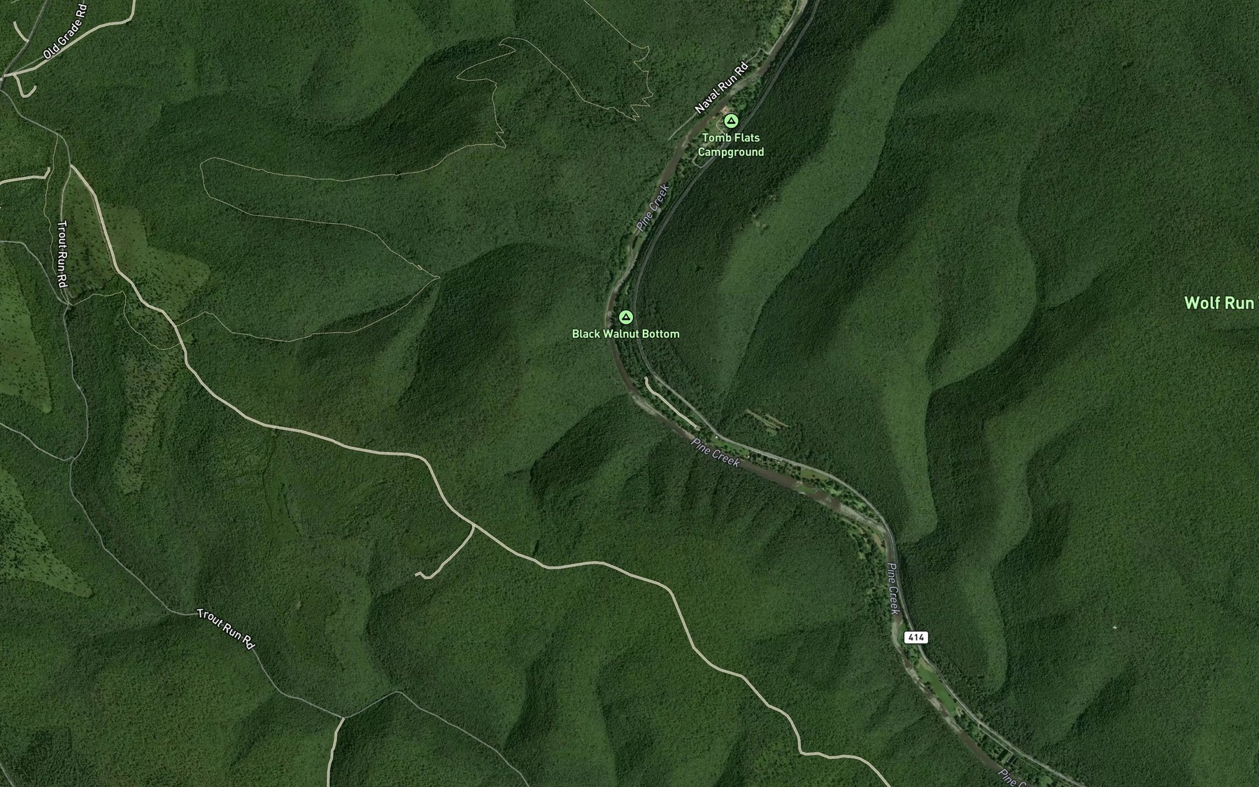 Satellite map of the Riffle Run