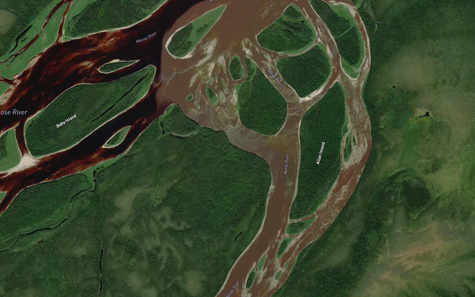Satellite map of the Riviere Abitibi