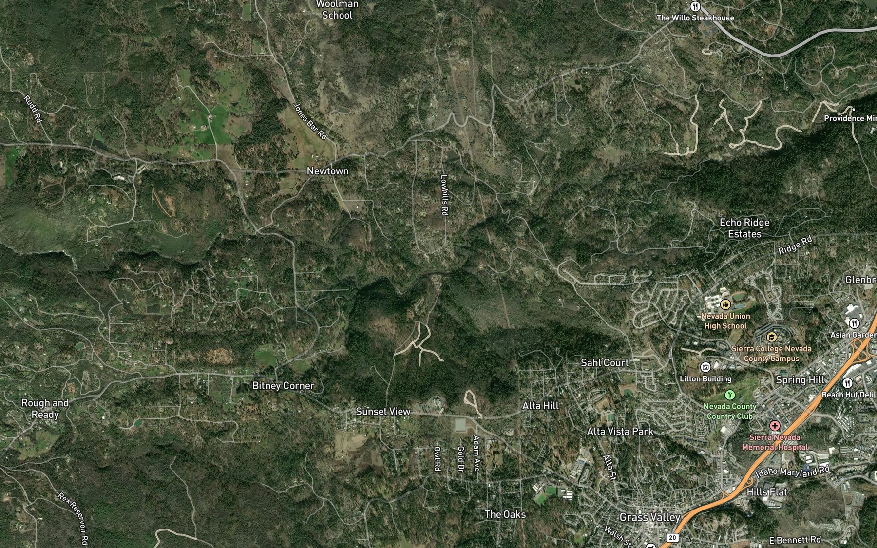 Satellite map of the Slate Creek