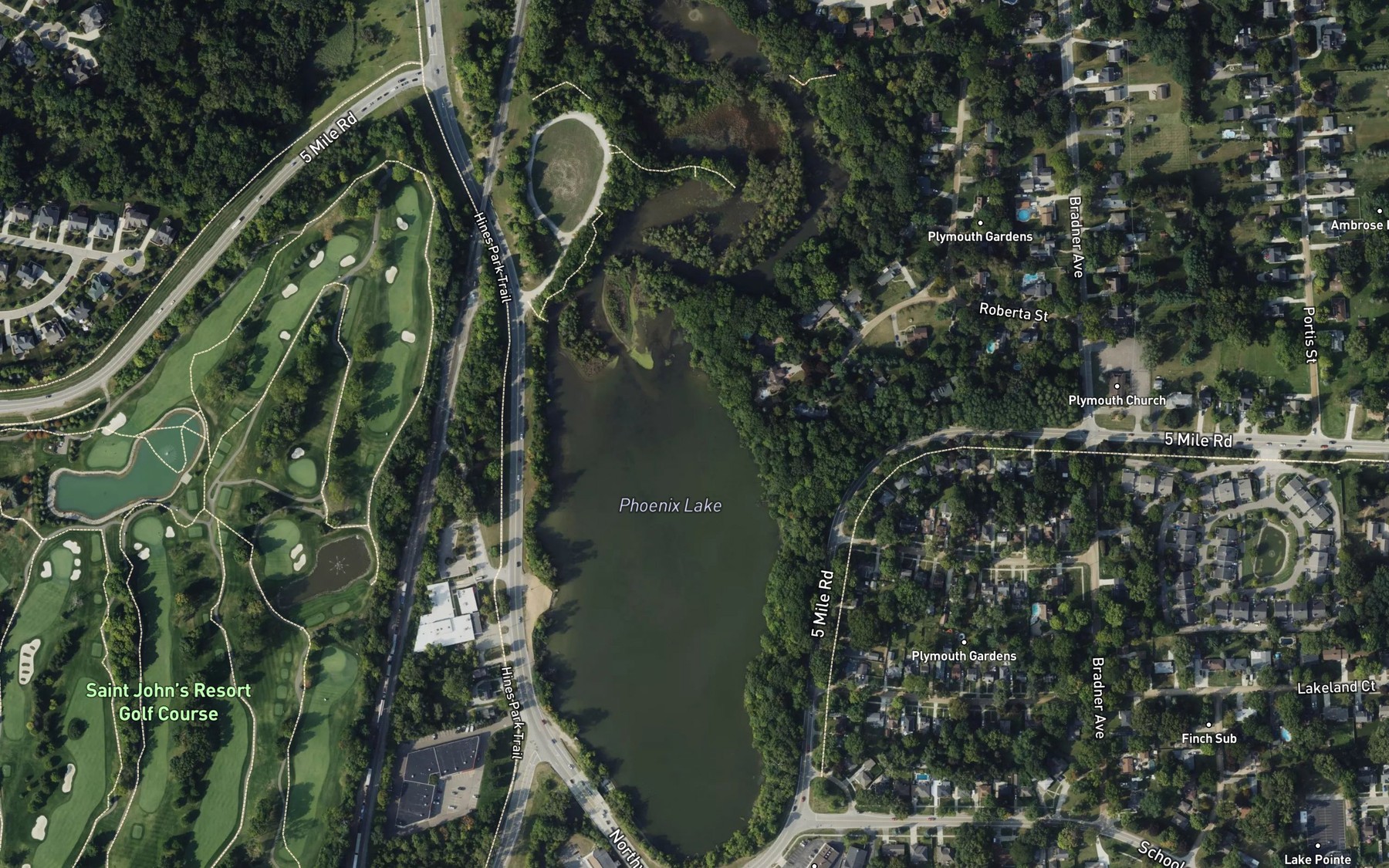 Satellite map of the Phoenix Lake