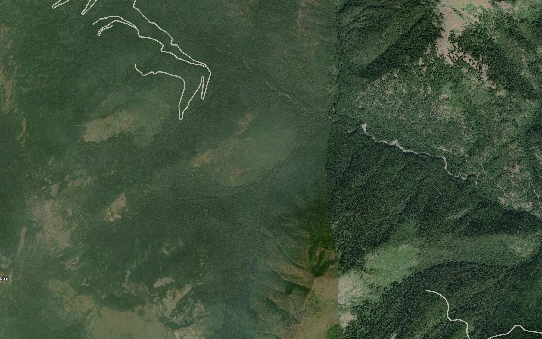Satellite map of the Caribou Creek