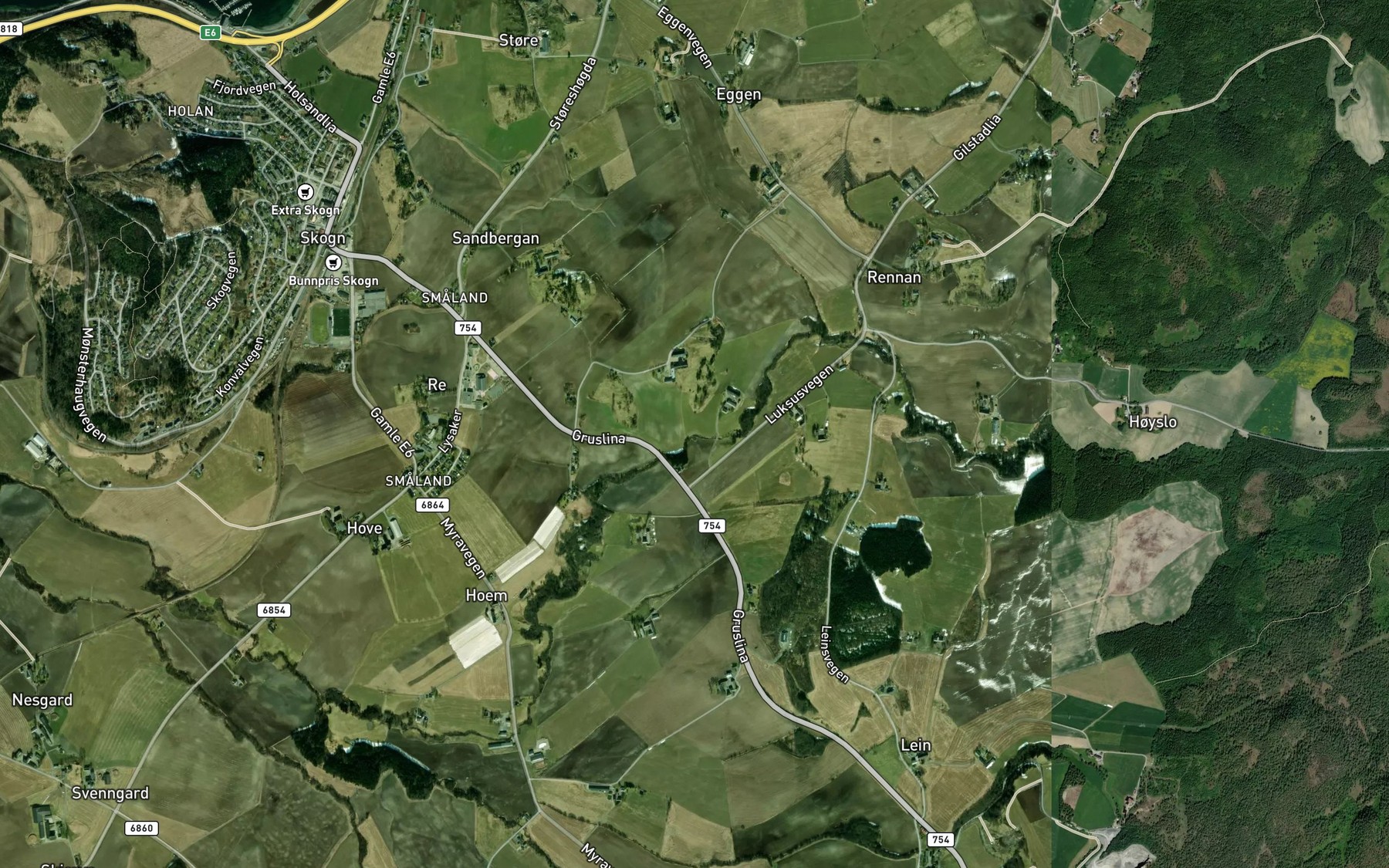 Satellite map of the Stavlobekken