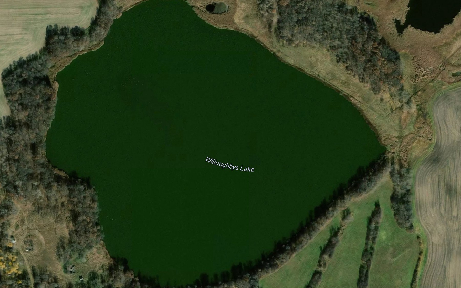 Satellite map of the Willoughbys Lake
